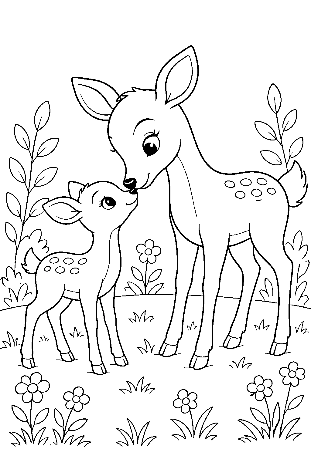 Coloriage maman et bébé animaux
