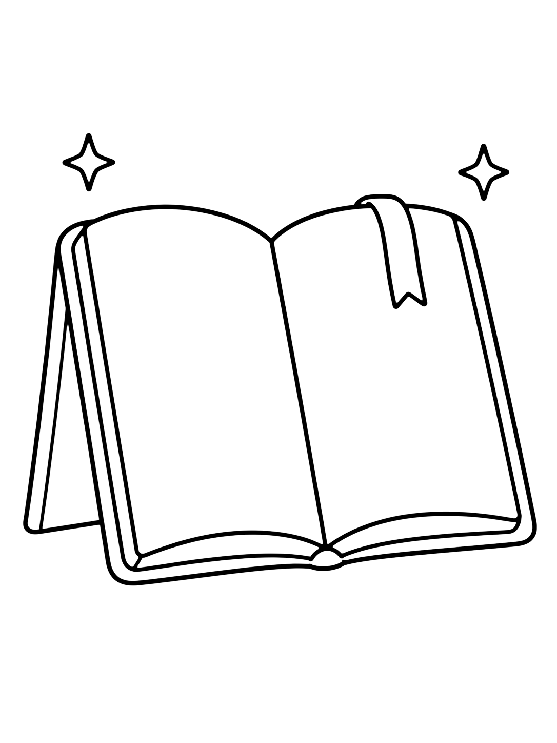 Coloriage avec le motif « livre ouvert avec étoiles » avec de grands livres scolaires, des couvertures vierges et des détails simples. Idéal pour enfants, rentrée scolaire, impression et coloriage en ligne.