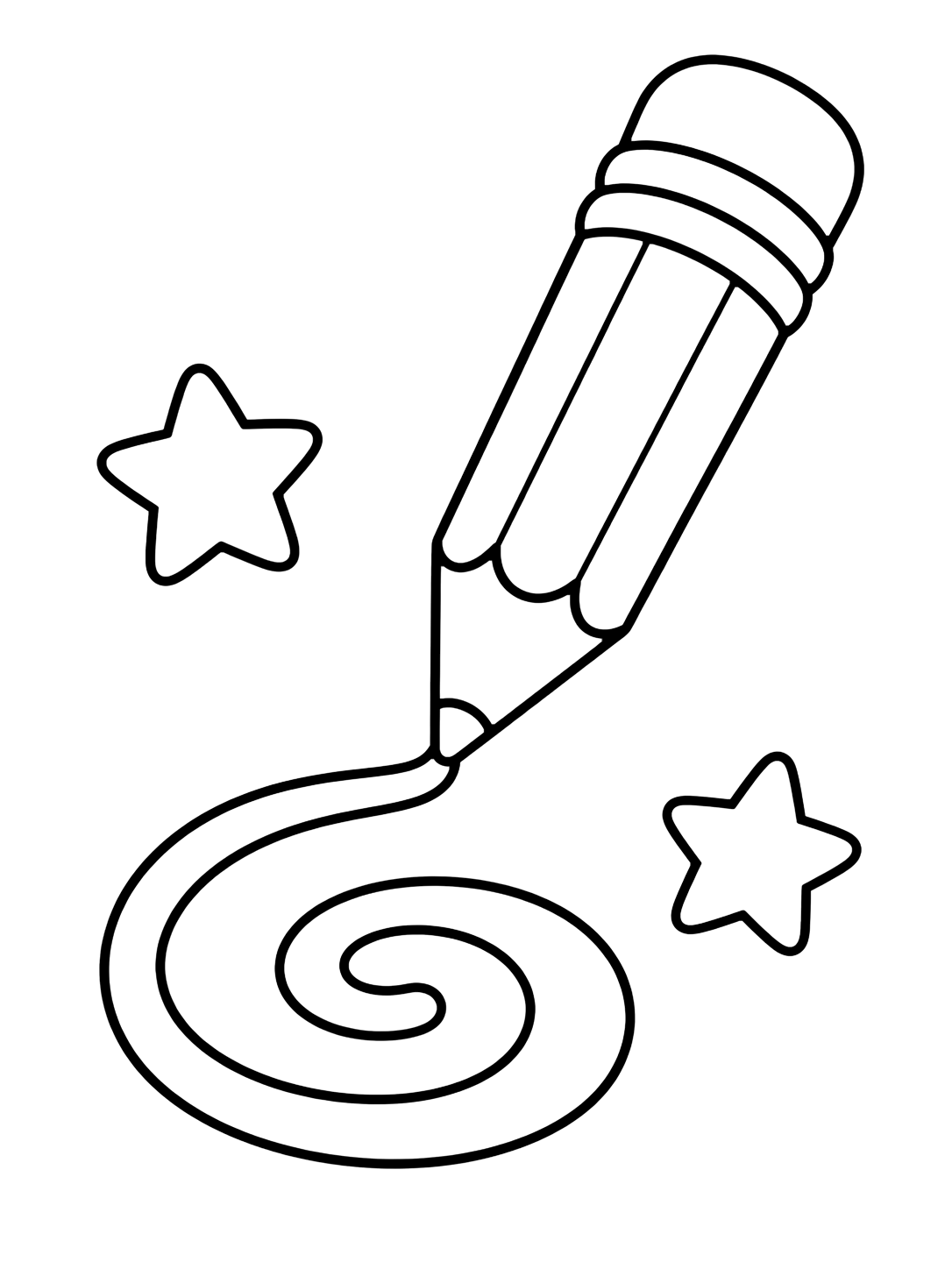 Coloriage avec le motif « crayon qui trace une ligne » avec un grand crayon et des détails scolaires simples. Idéal pour enfants, rentrée scolaire, impression et coloriage en ligne.