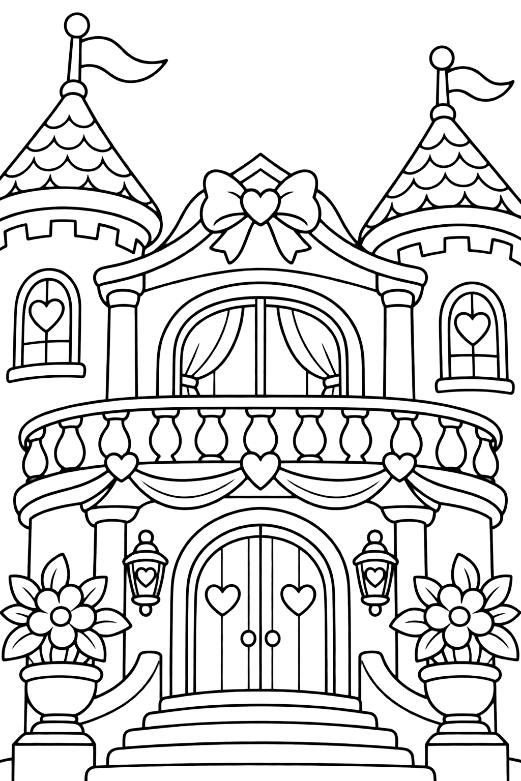 Balcón de castillo de princesa para colorear