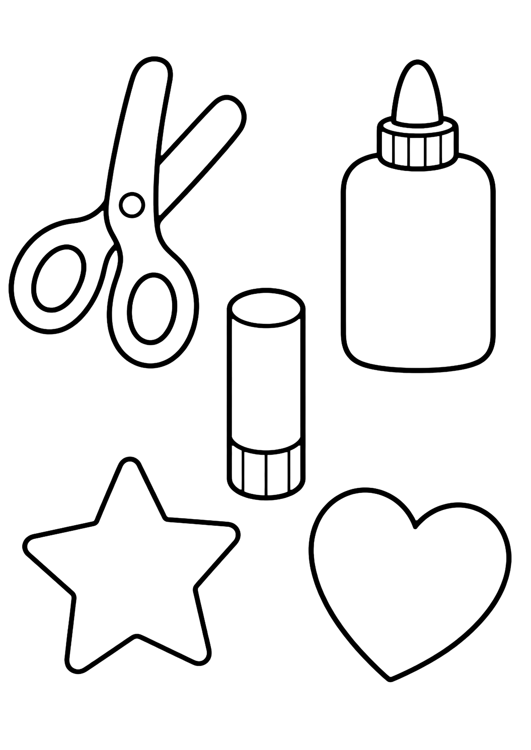 Coloriage avec le motif « icônes doodle de ciseaux et colle » avec quelques grands éléments doodle de découpage et collage. Idéal pour enfants, rentrée scolaire, impression et coloriage en ligne.