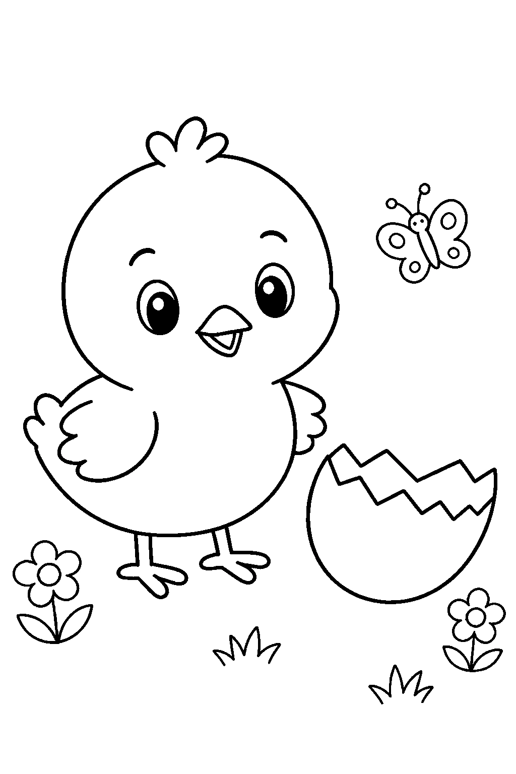 Pollito sencillo para colorear