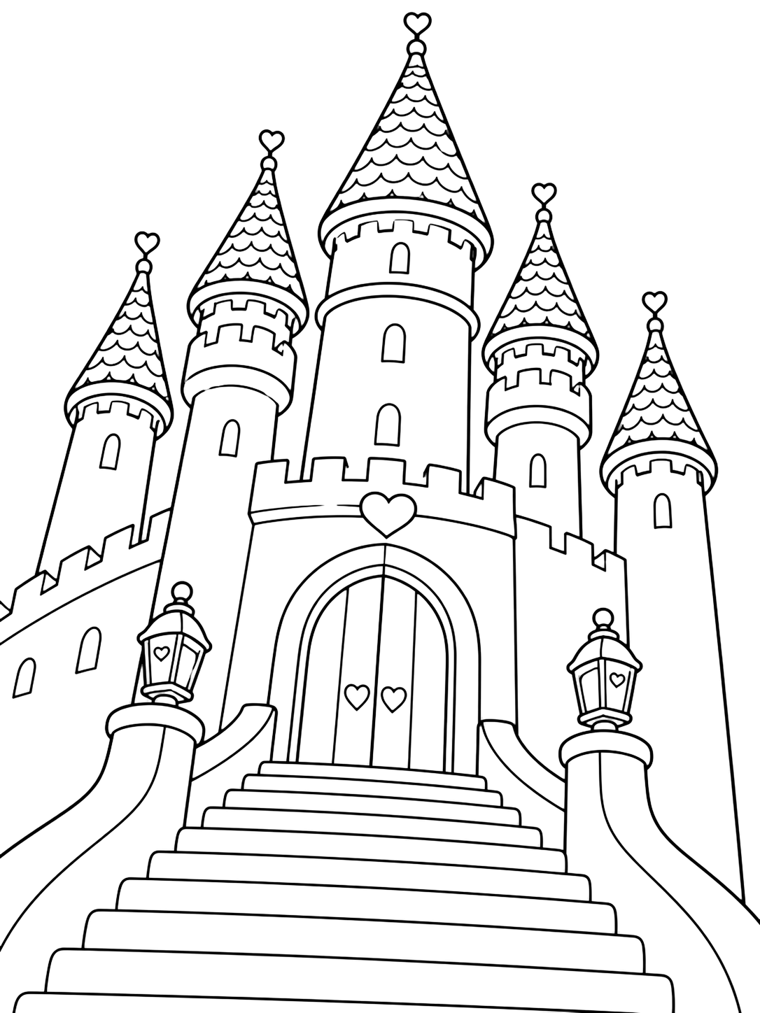 Grande porta del castello della principessa da colorare