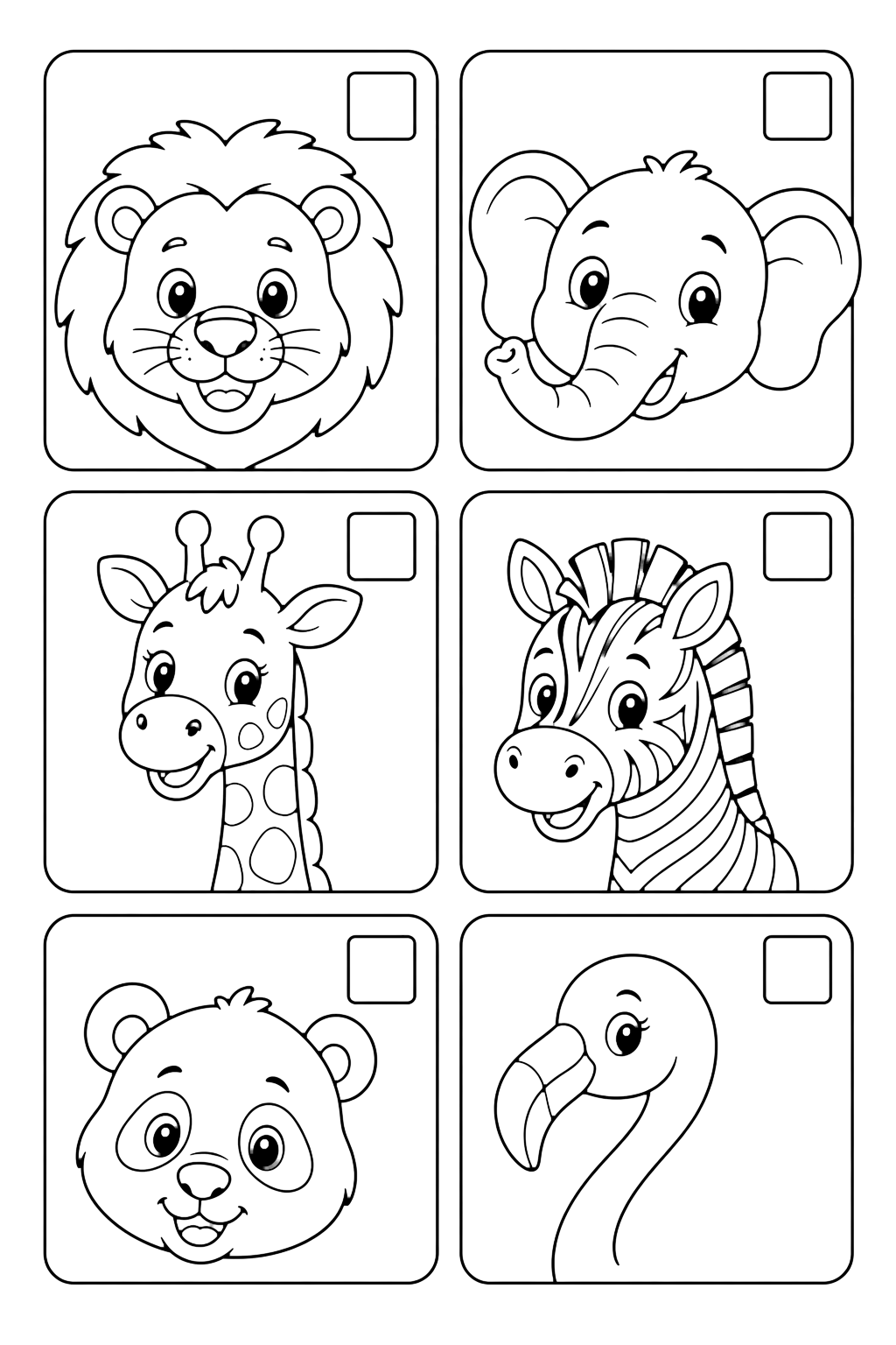 Ficha checklist de animales del zoo para colorear