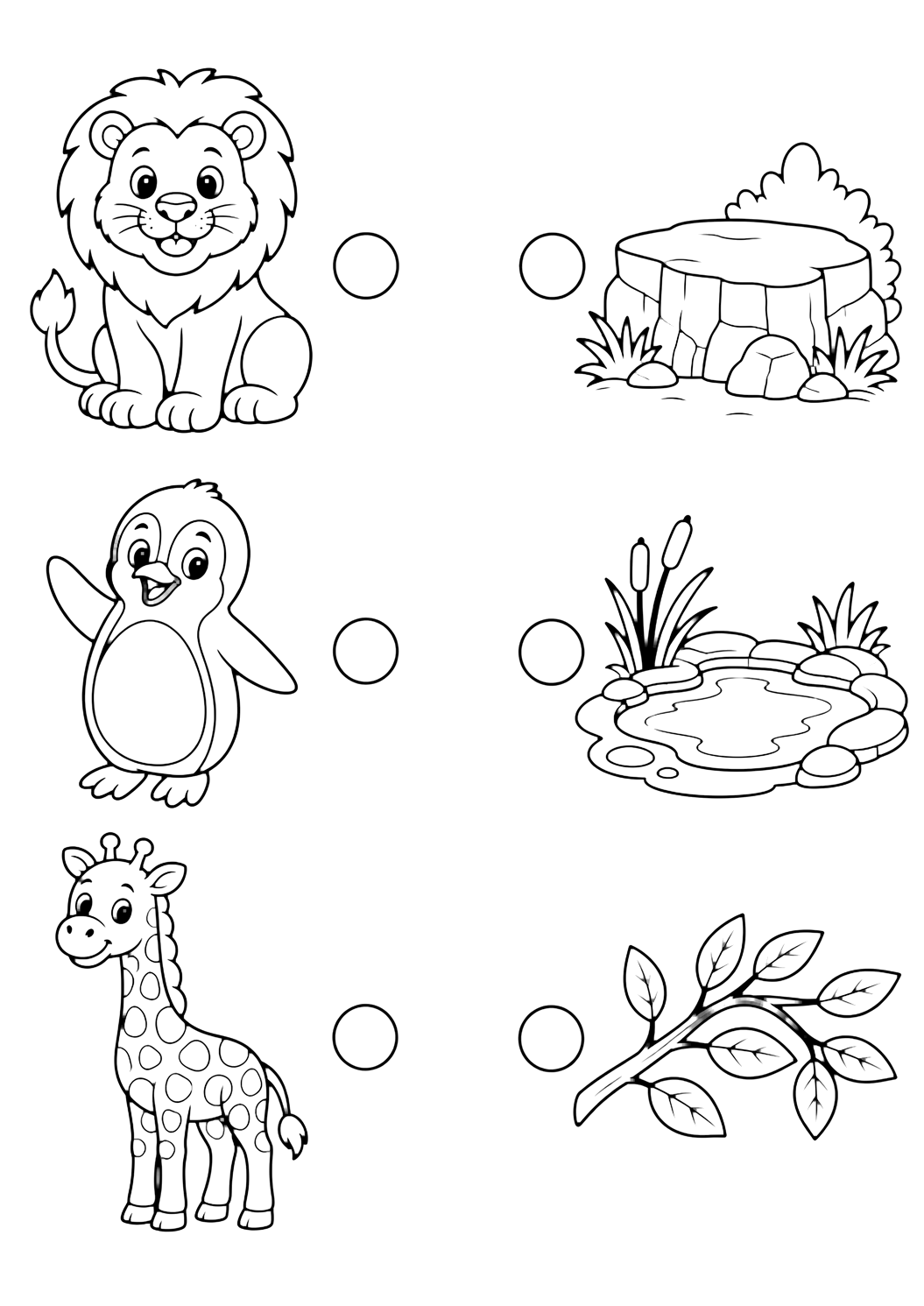Zoo-Tiere Zuordnen Ausmalbild
