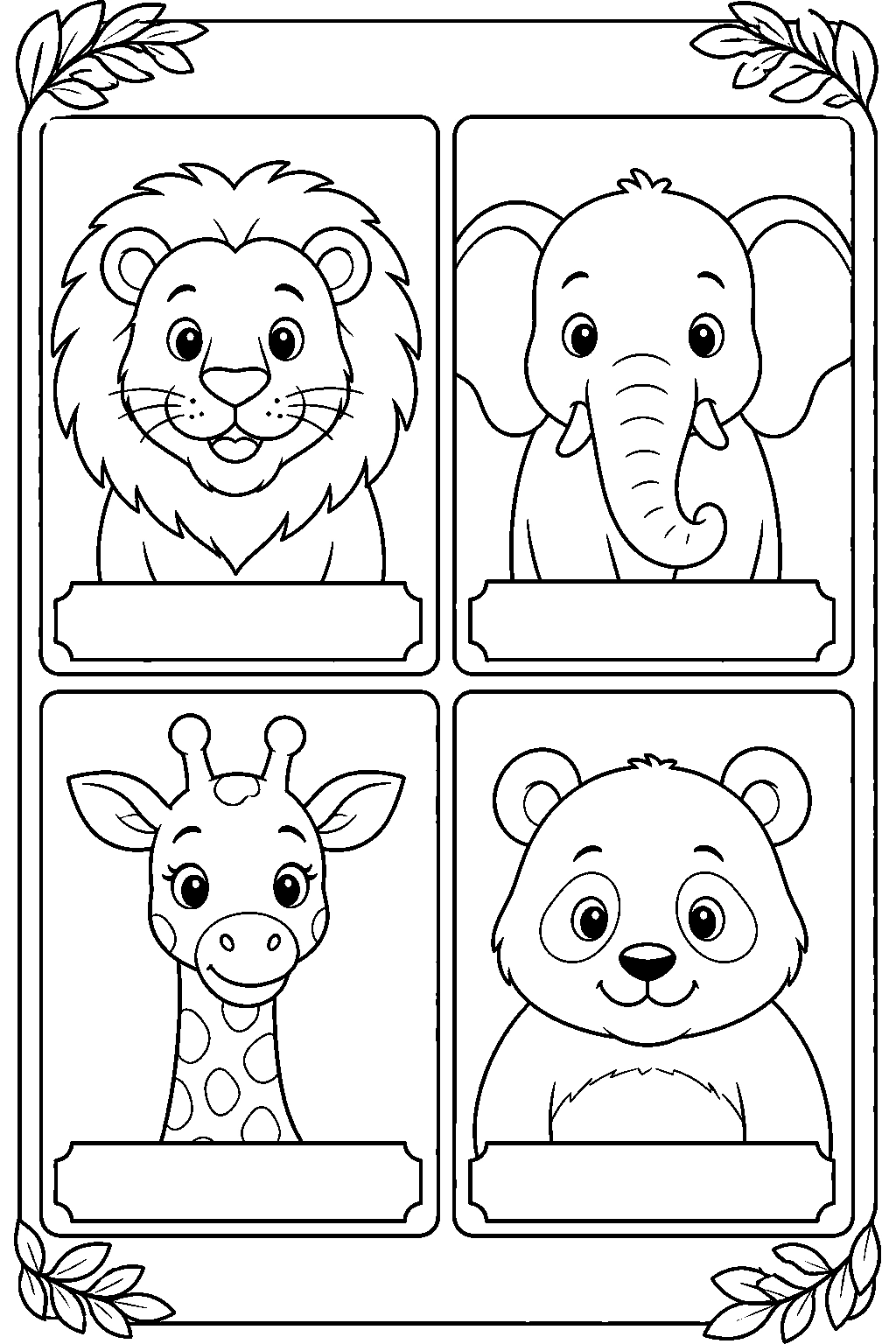 Zoo Animal Posters Coloring Page