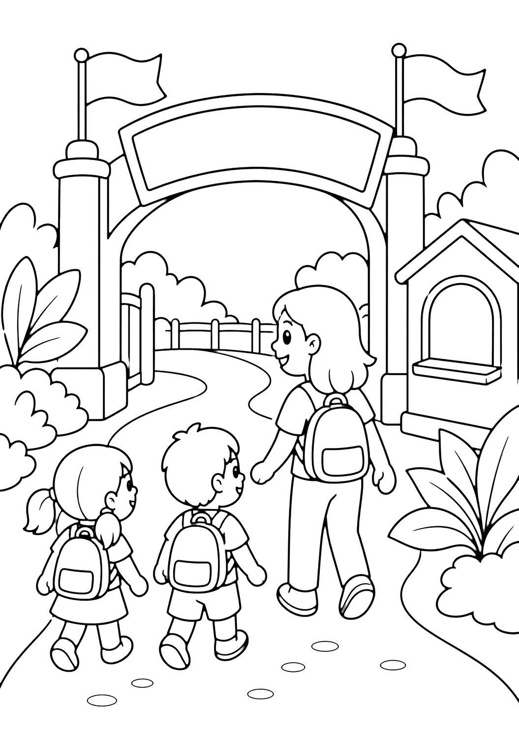 Excursión a la entrada del zoo para colorear