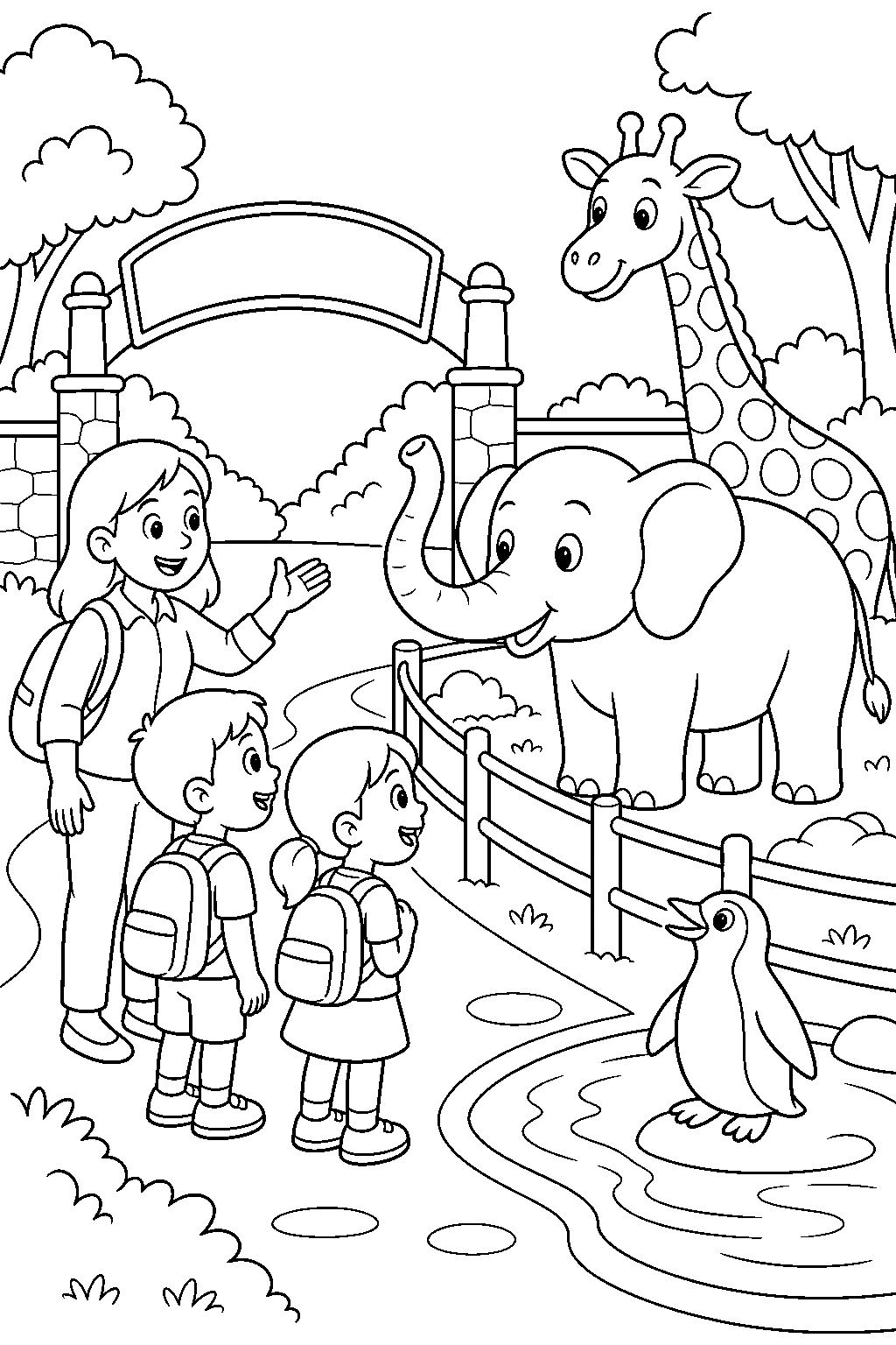 Coloriage sortie au zoo
