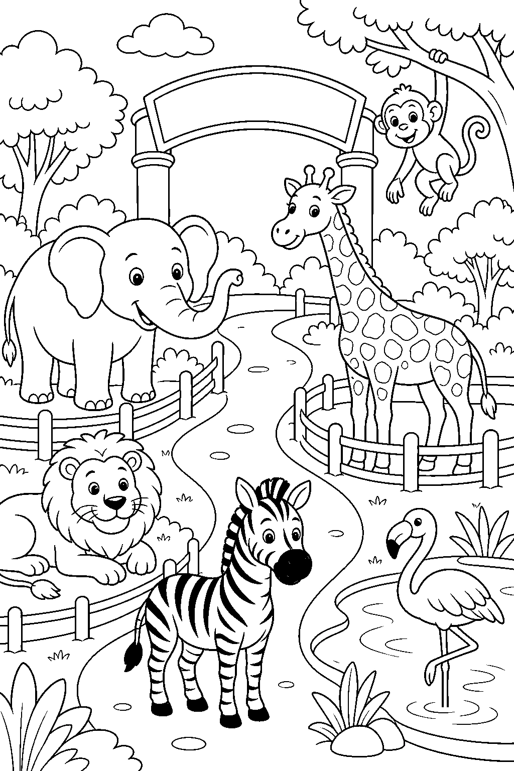 Coloriage scènes de zoo