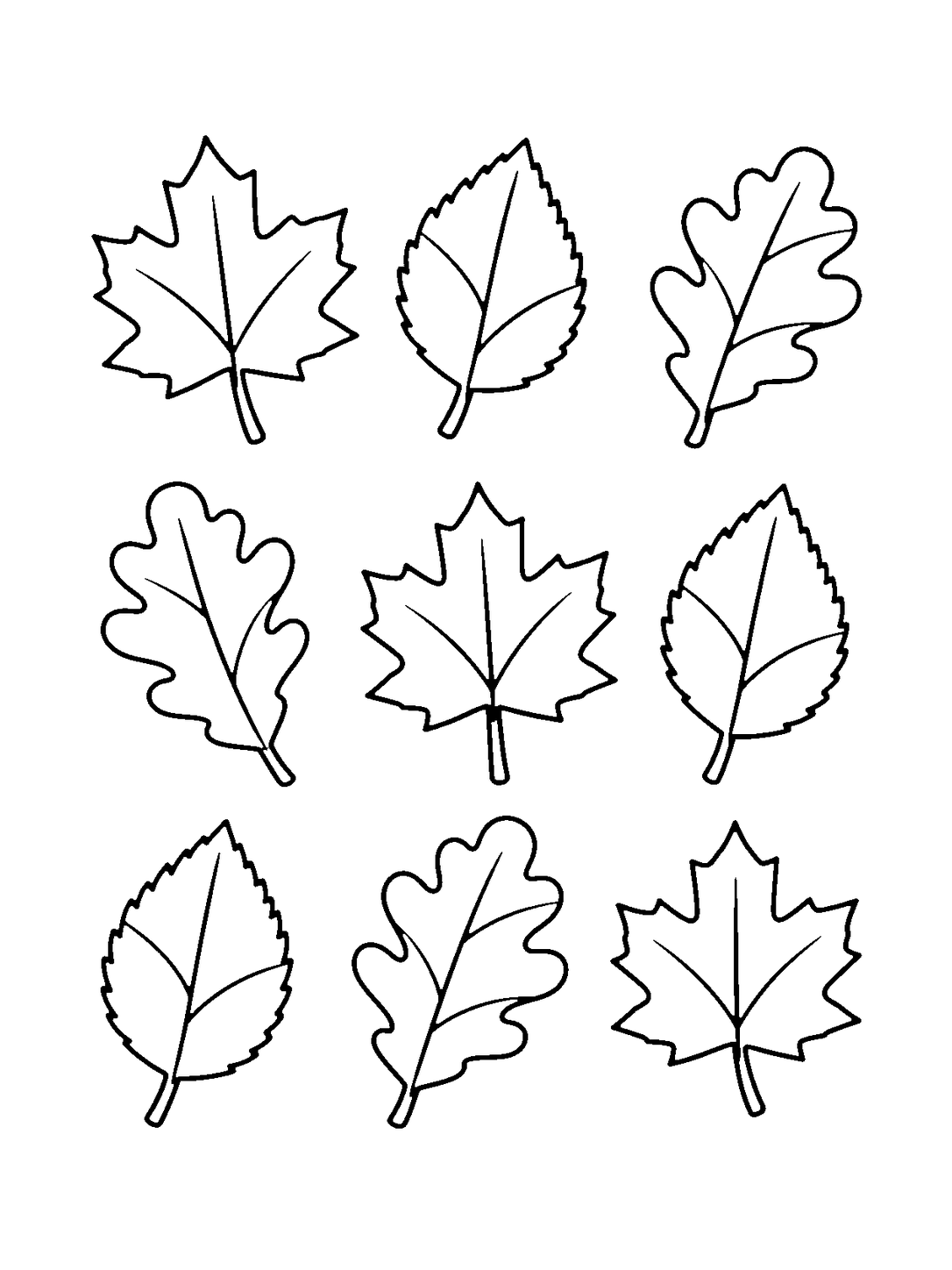 Alternating Fall Leaf Pattern, black-and-white coloring page.