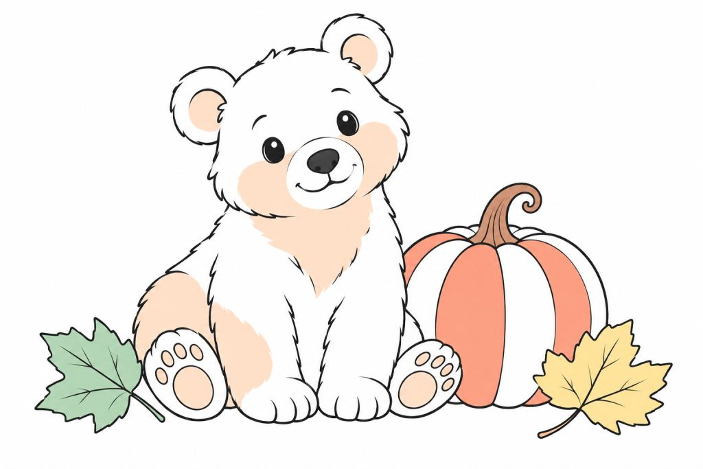 Coloriages d’oursons en automne – À imprimer et en ligne