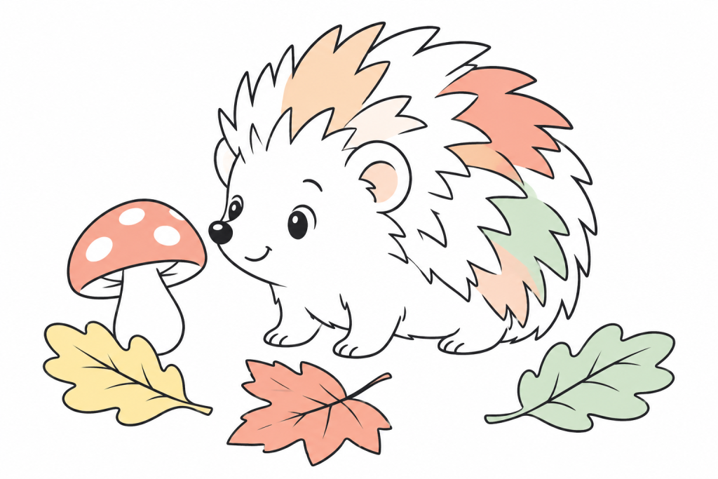 Igel im Herbst: Ausmalbilder zum Drucken & Online-Malen