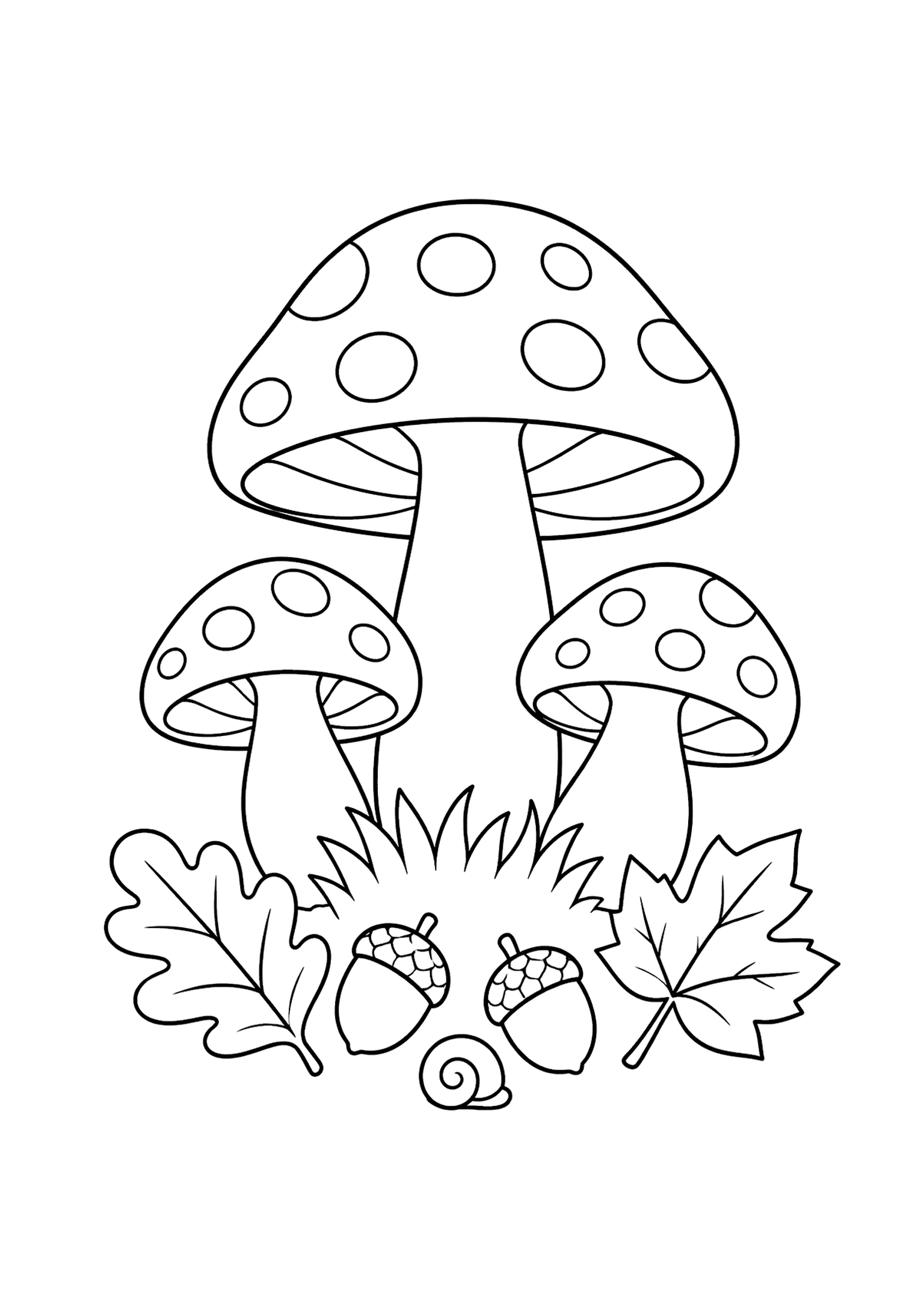 Coloriage de groupe de champignons d’automne