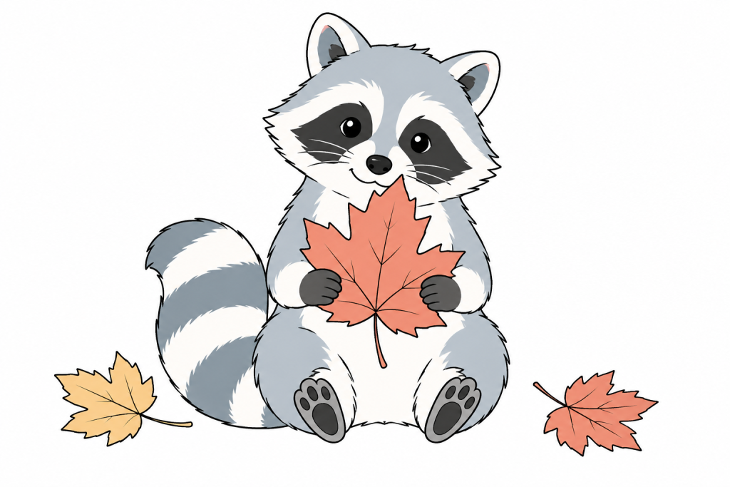 Mapaches de otoño para colorear – Imprime y crea online