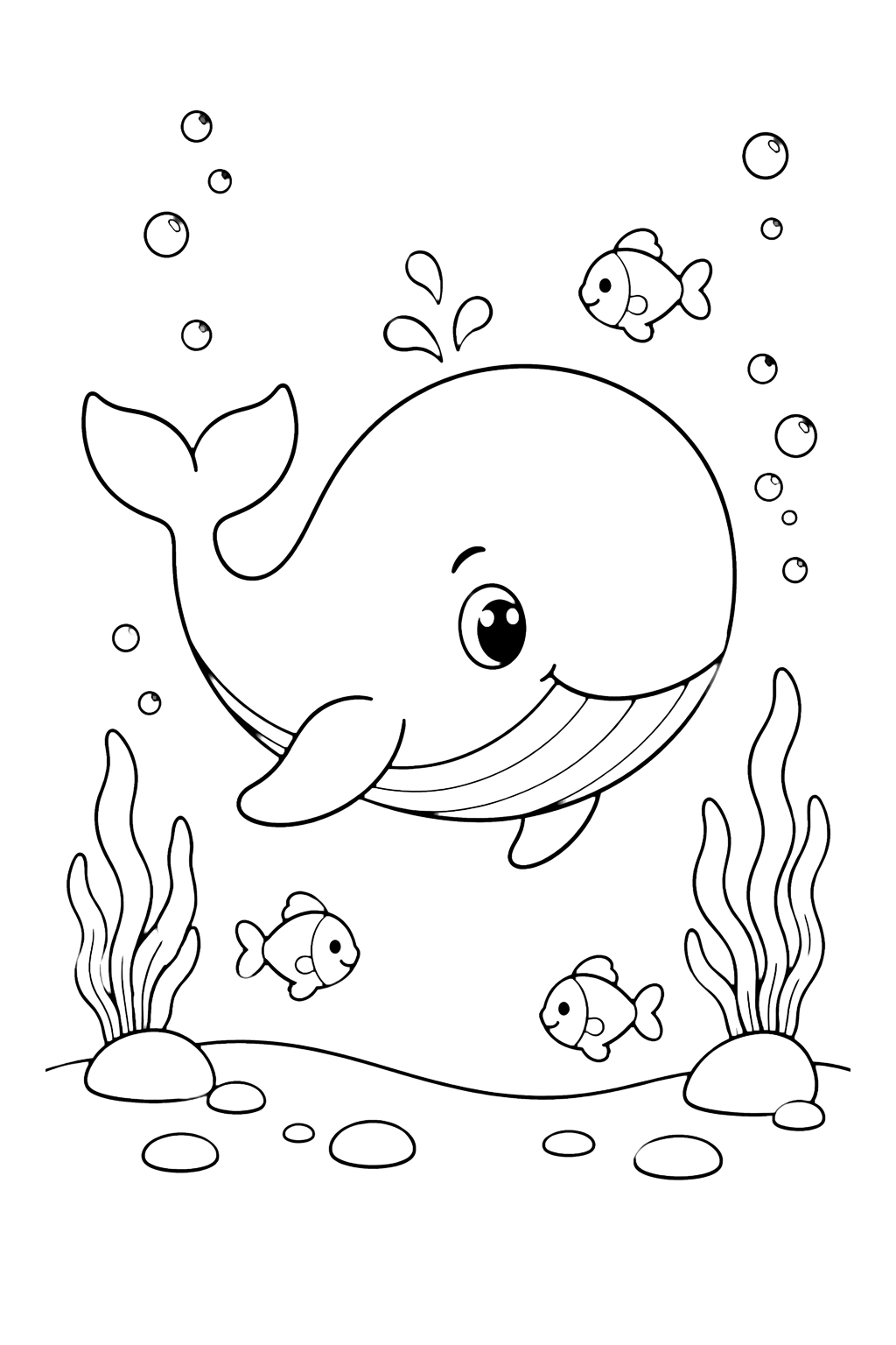 Baby Whale Under The Sea Coloring Page