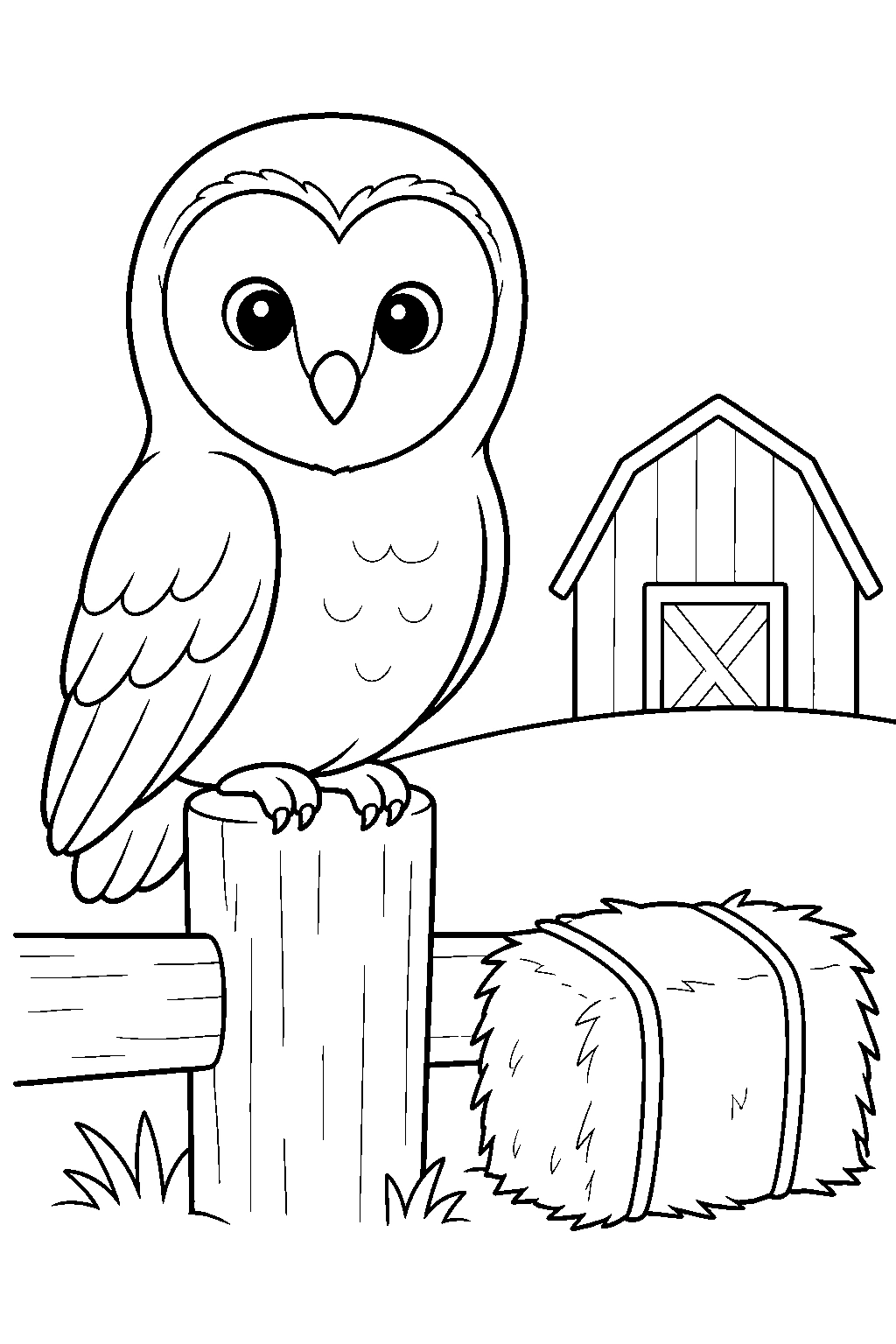Coloriage chouette de grange