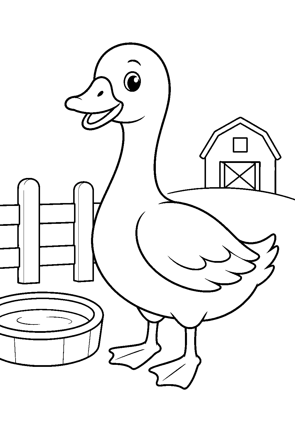 Coloriage oie de basse-cour