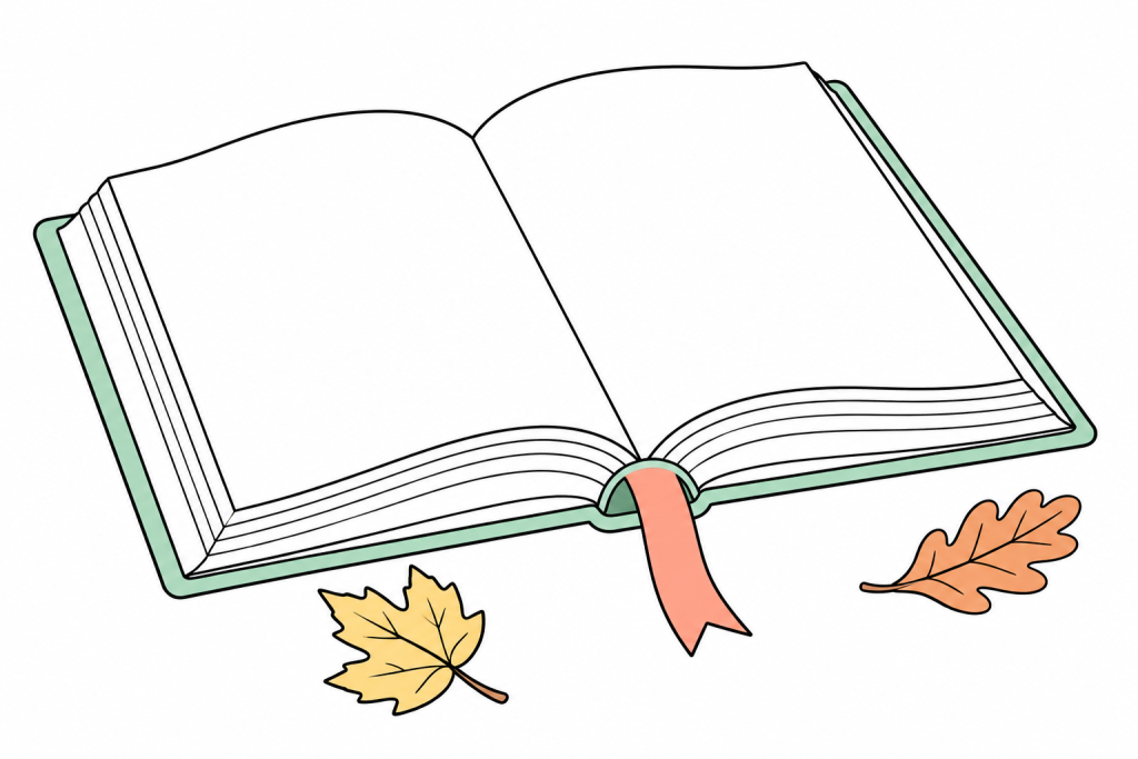 Bücher und Herbstlesen: gemütliche Ausmalbilder