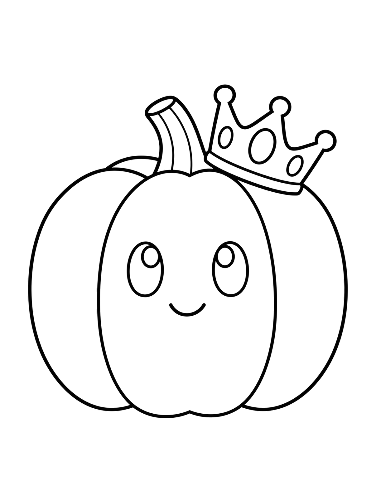 Calabaza fácil para colorear con corona pequeña y secciones amplias