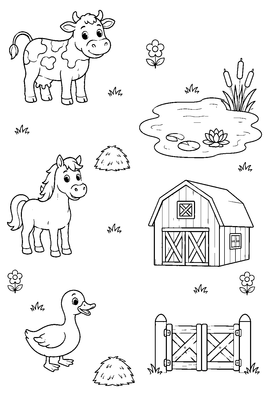 Farm Animal Tracing Paths Worksheet Coloring Page