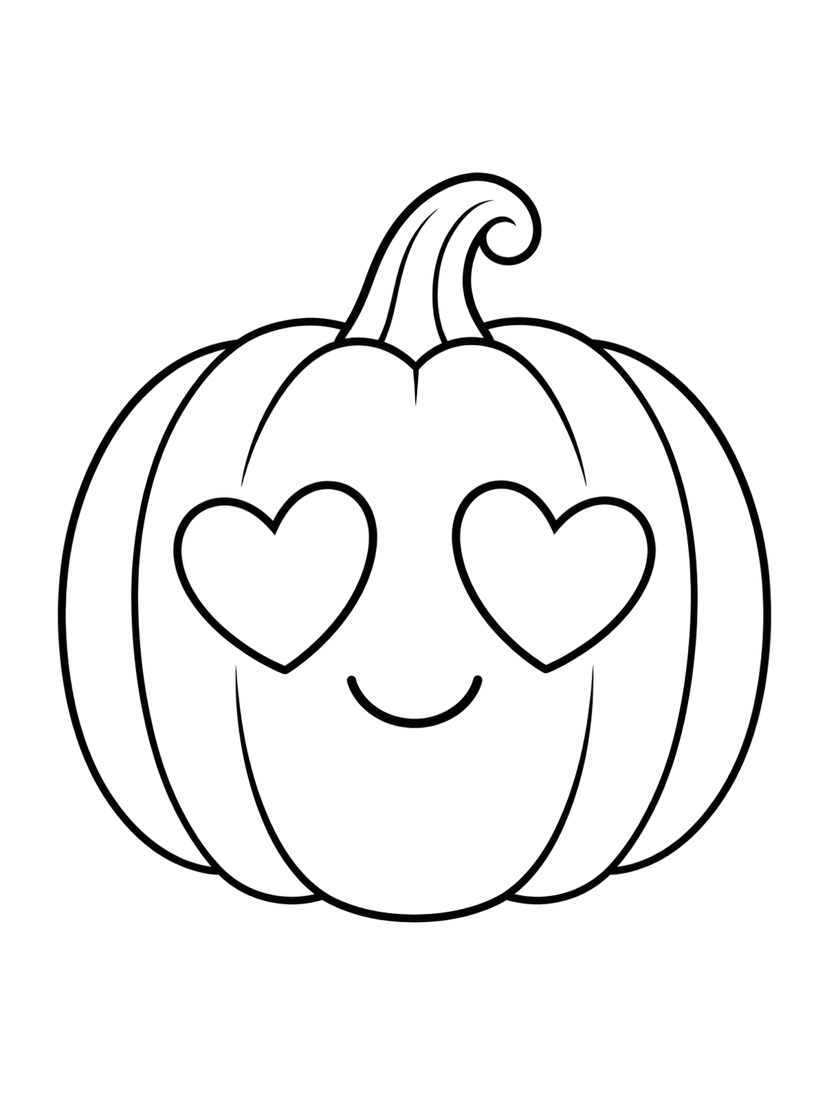 Calabaza fácil para colorear con grandes ojos de corazón y secciones amplias