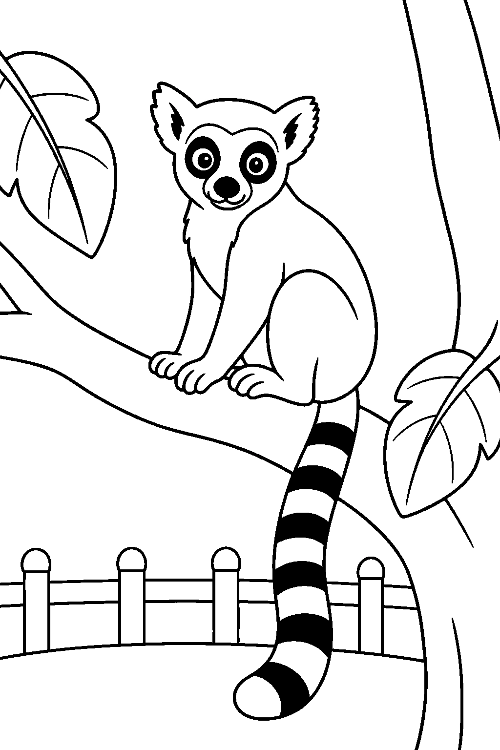 Lémur en árbol del zoológico para colorear