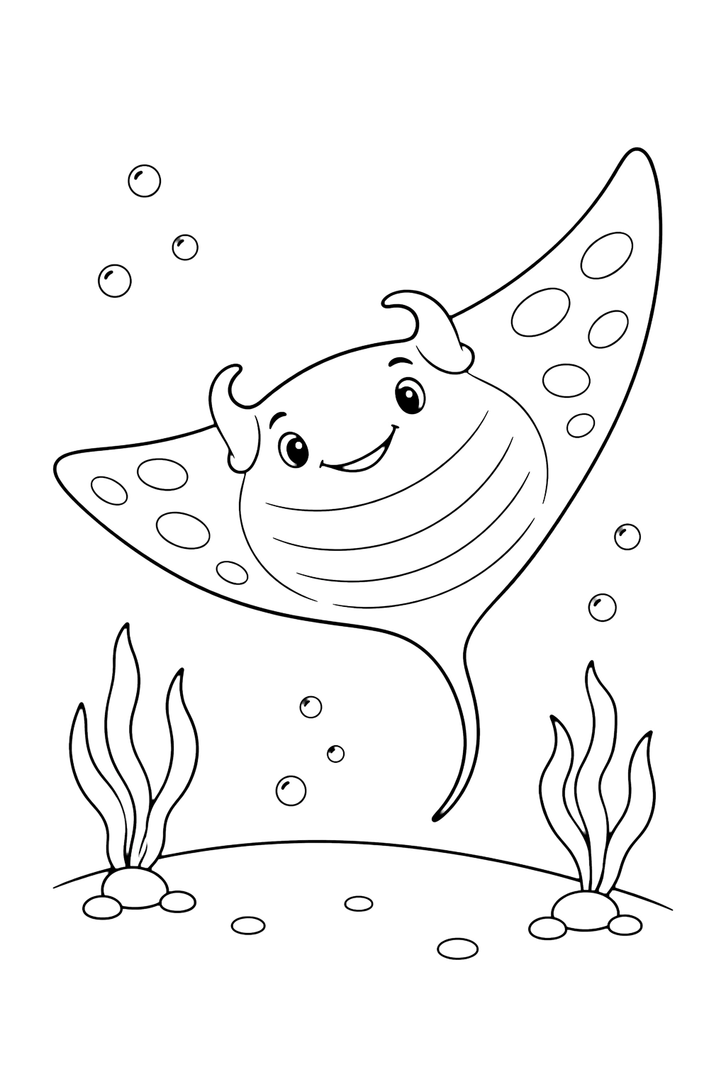 Manta Ray Underwater Coloring Page