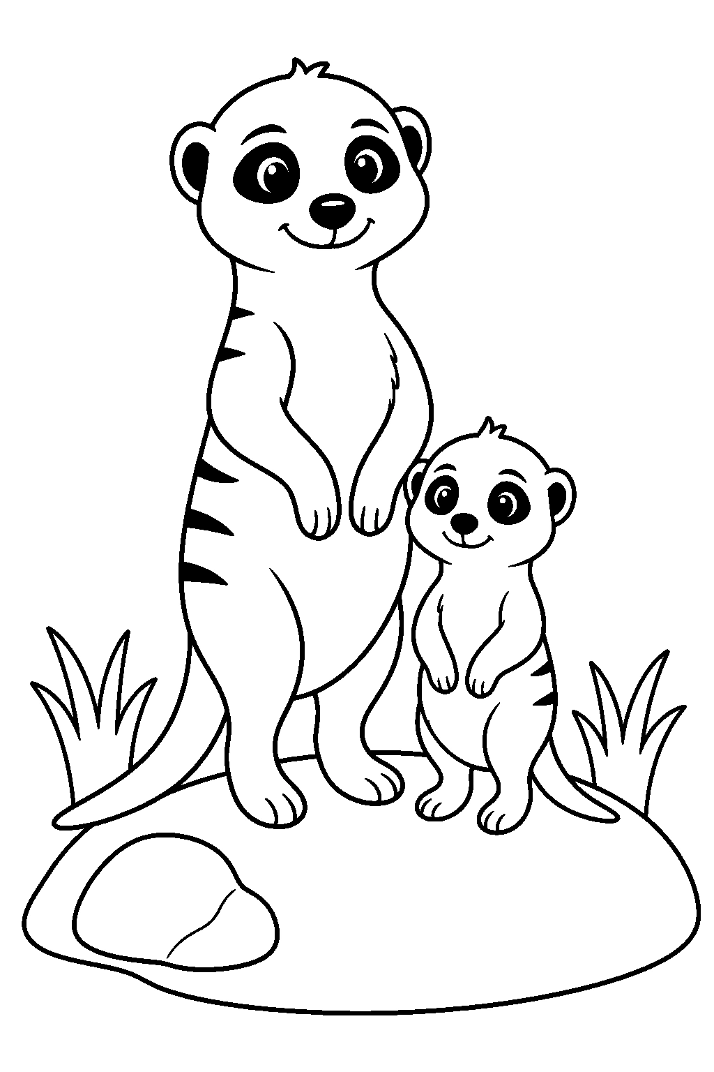 Erdmännchen-Familie im Zoo Ausmalbild