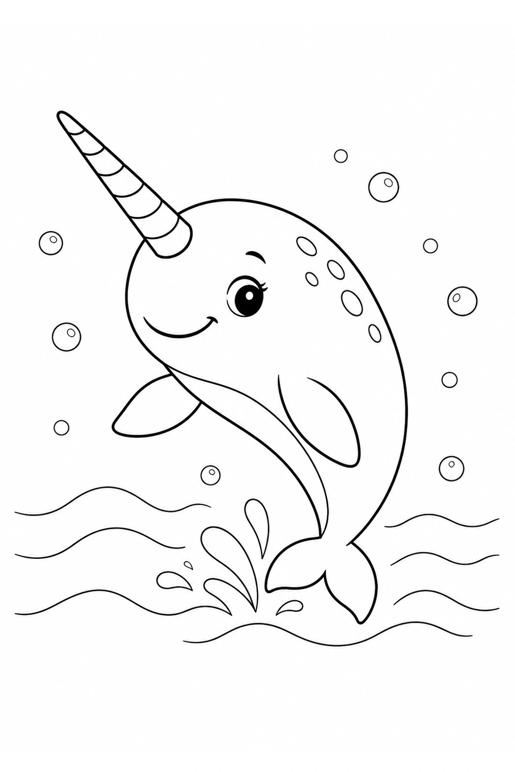 Coloriage narval en eau ouverte