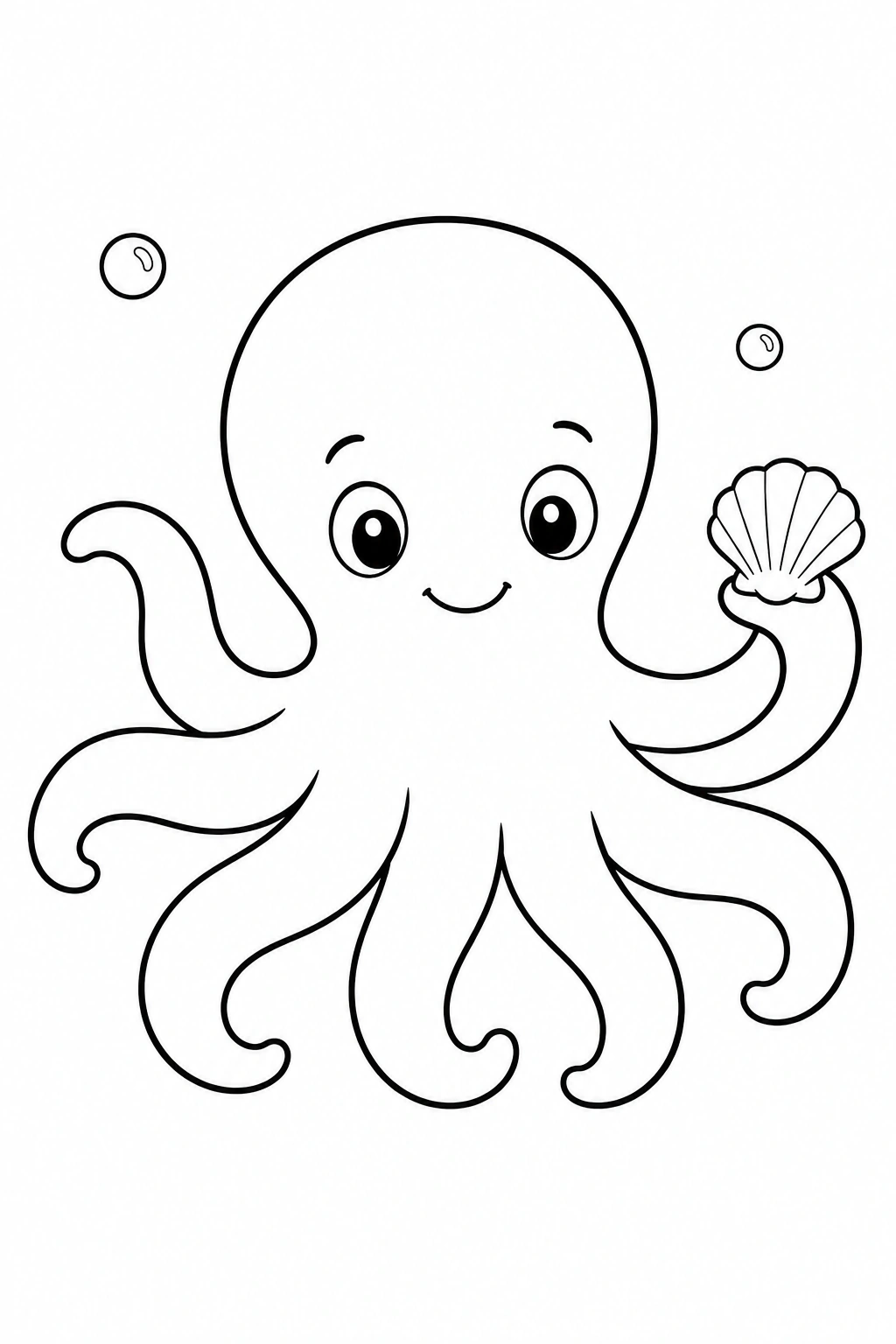 Octopus Beside Shell Coloring Page