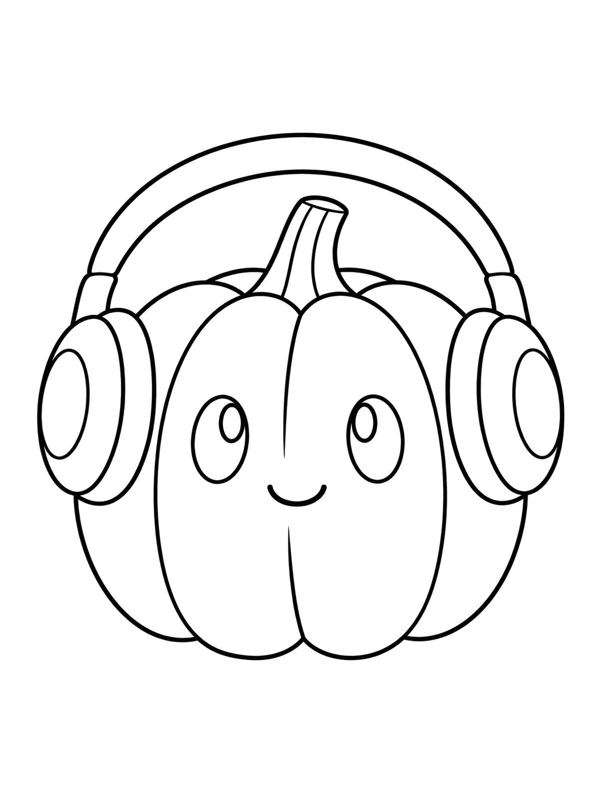 Calabaza fácil para colorear con auriculares grandes y secciones amplias