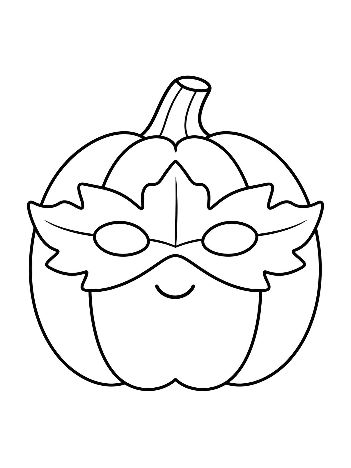 Calabaza fácil para colorear con máscara ancha de hoja y aberturas ovaladas