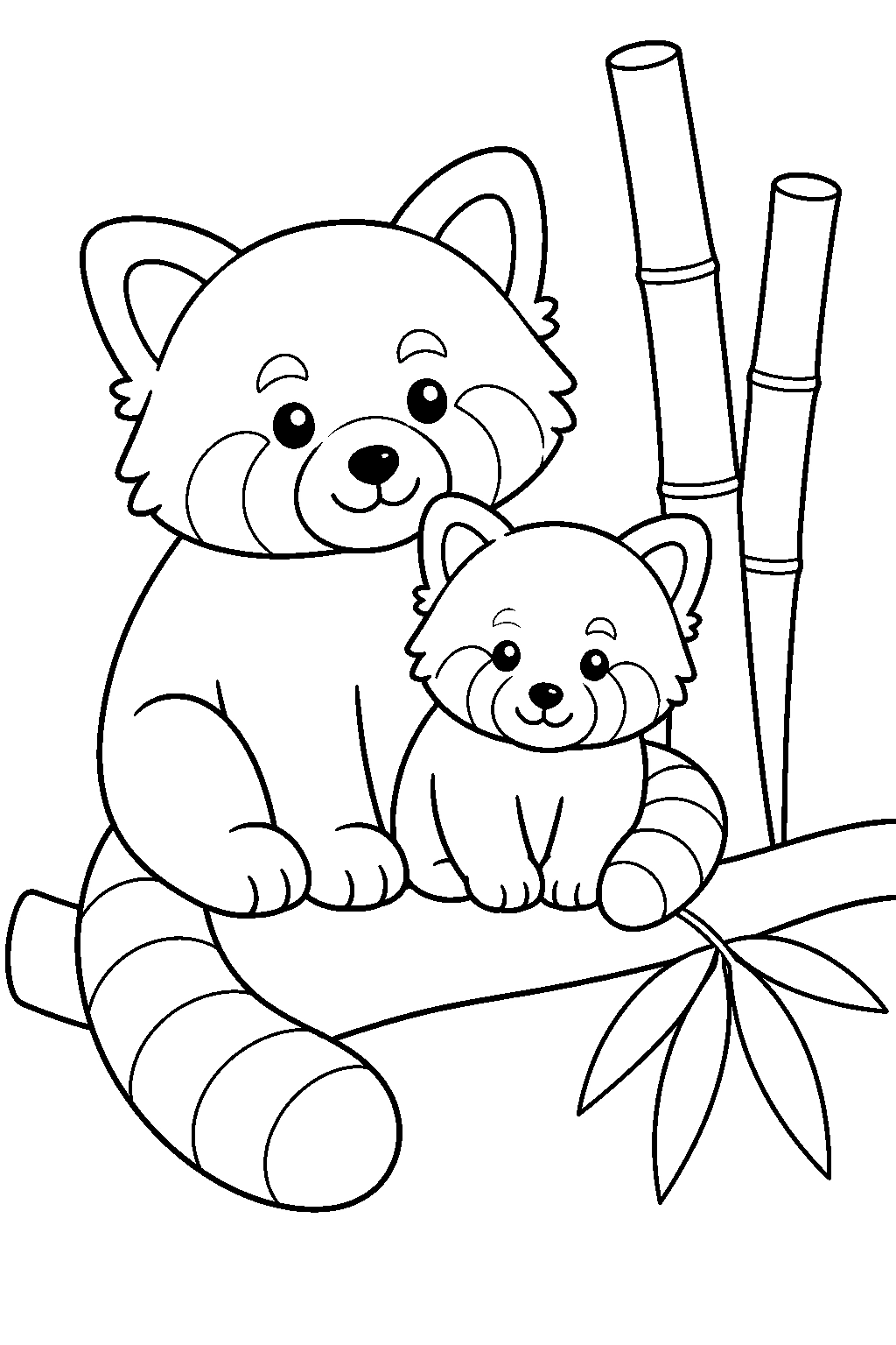 Hayvanat bahçesi kızıl panda ailesi boyama sayfası