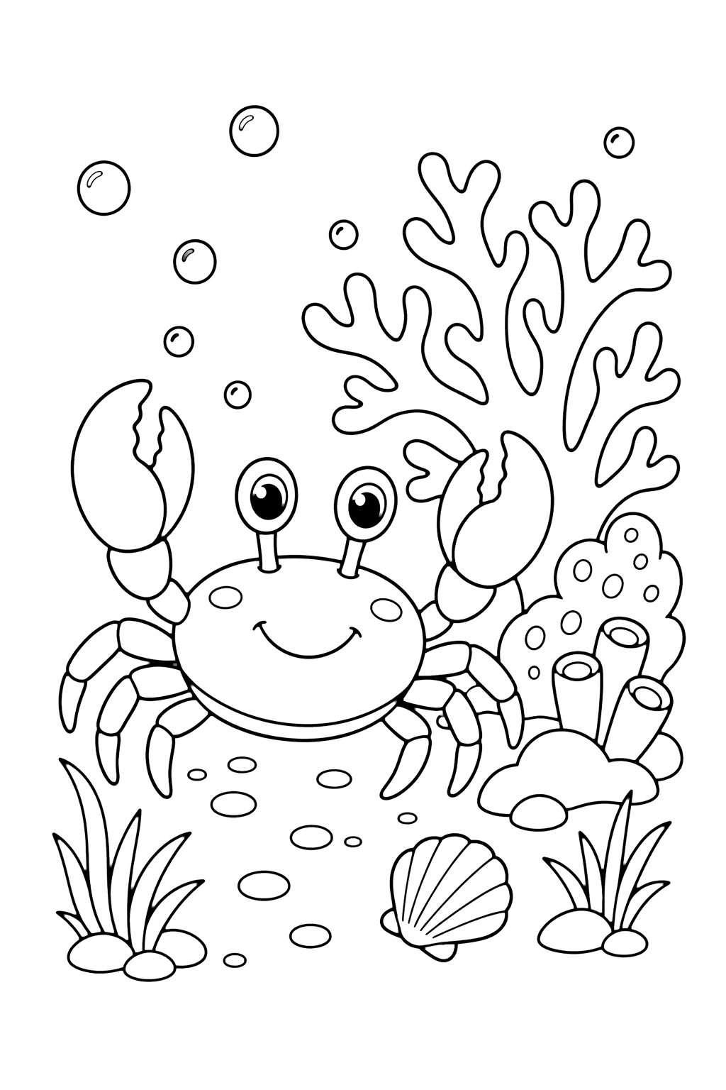 Reef Crab Beside Coral Coloring Page