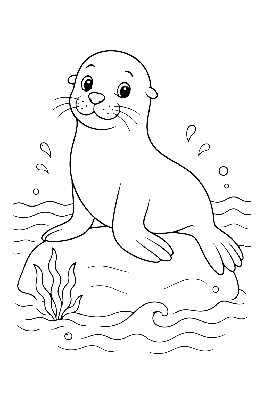 Seelöwe auf Felsen Ausmalbild