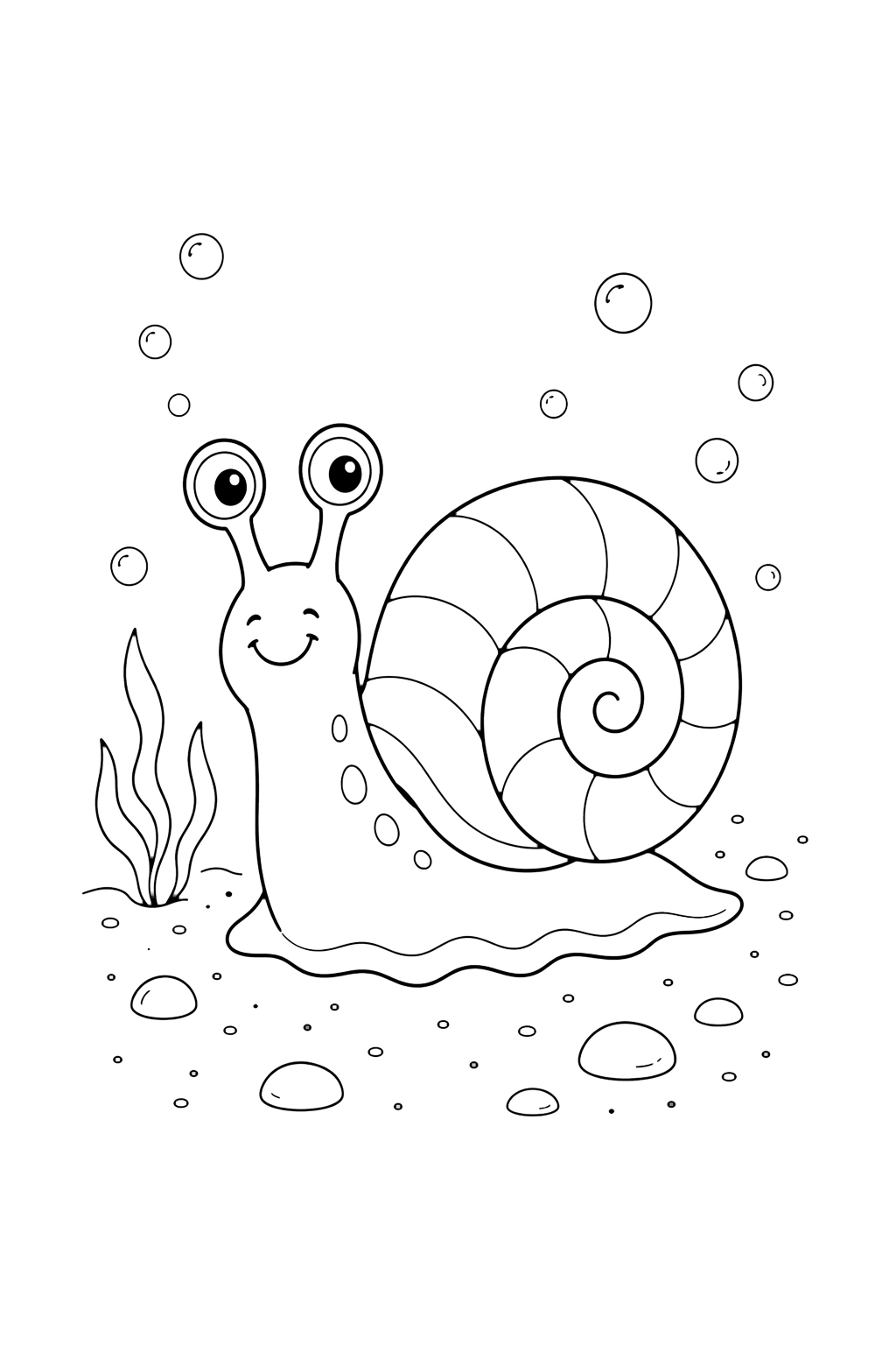Coloriage escargot de mer sur le fond marin