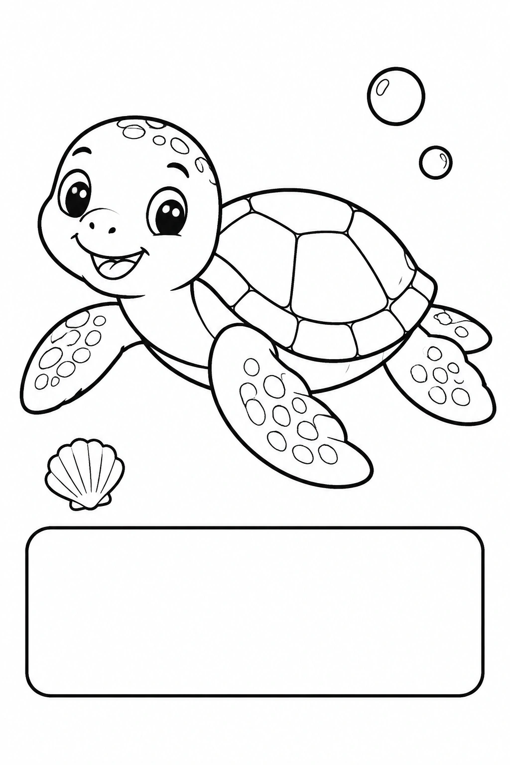 Sea Turtle Blank Box Worksheet Coloring Page