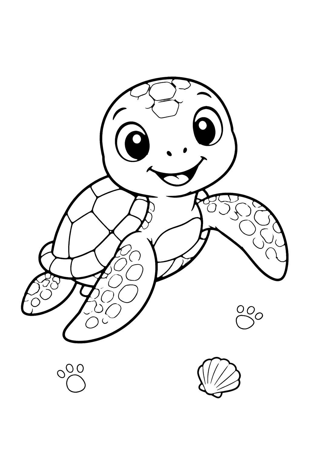 Sea Turtle Hatchling On Beach Coloring Page