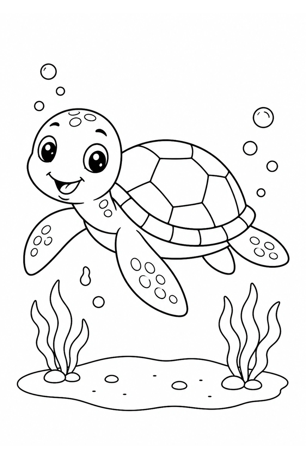 Sea Turtle Over Sand Coloring Page