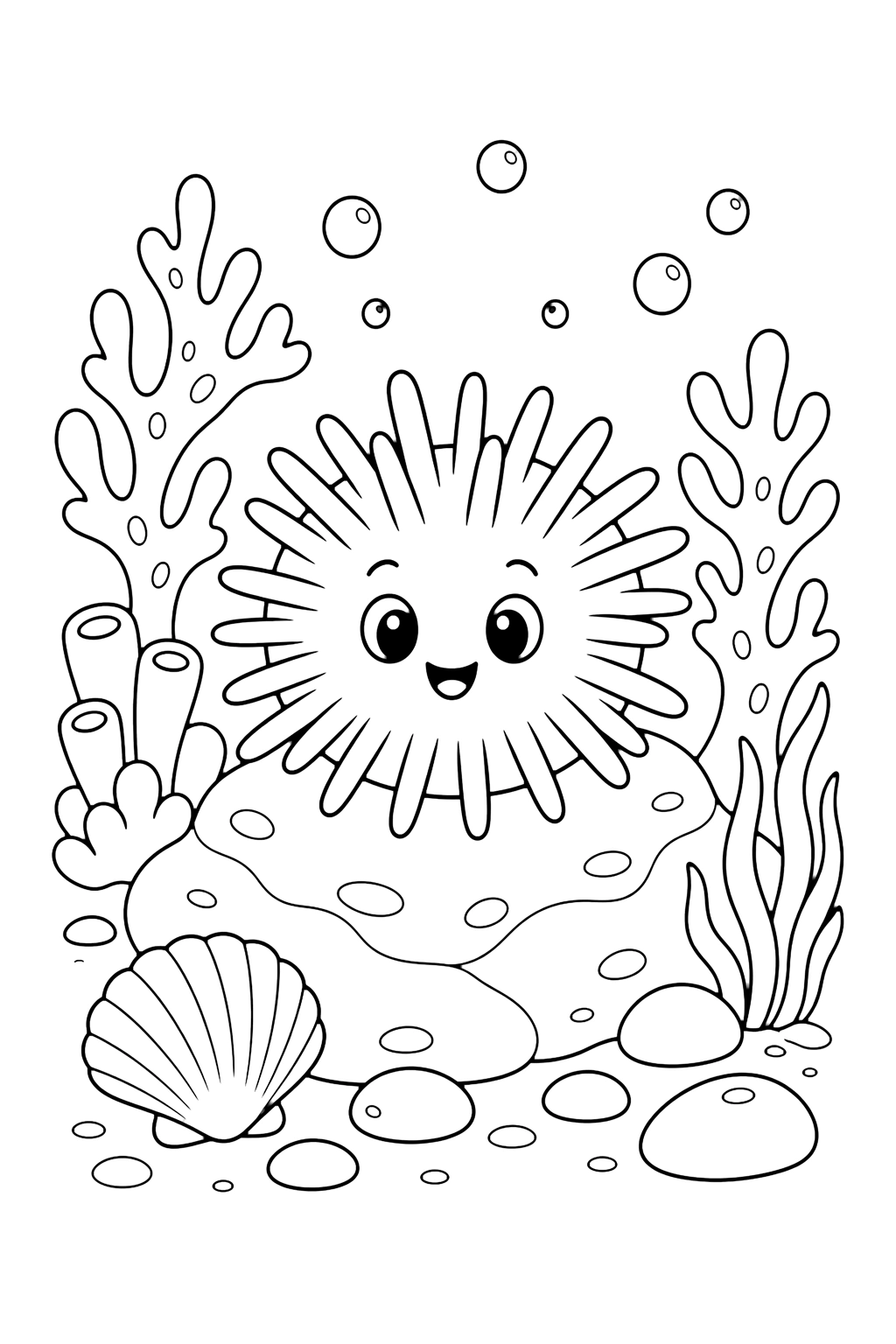Coloriage oursin sur le récif