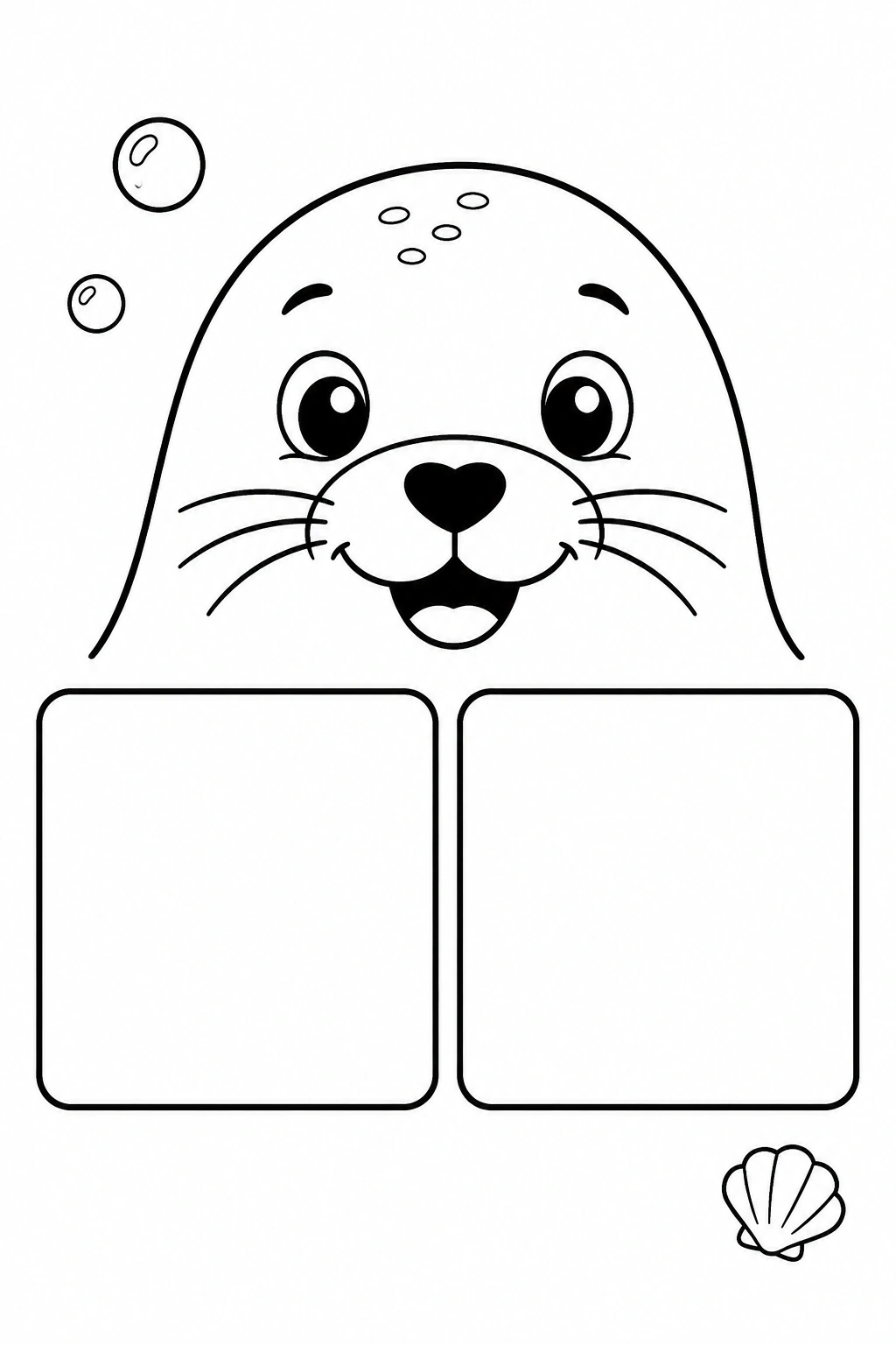 Scheda riquadri per ordinare con foca da colorare