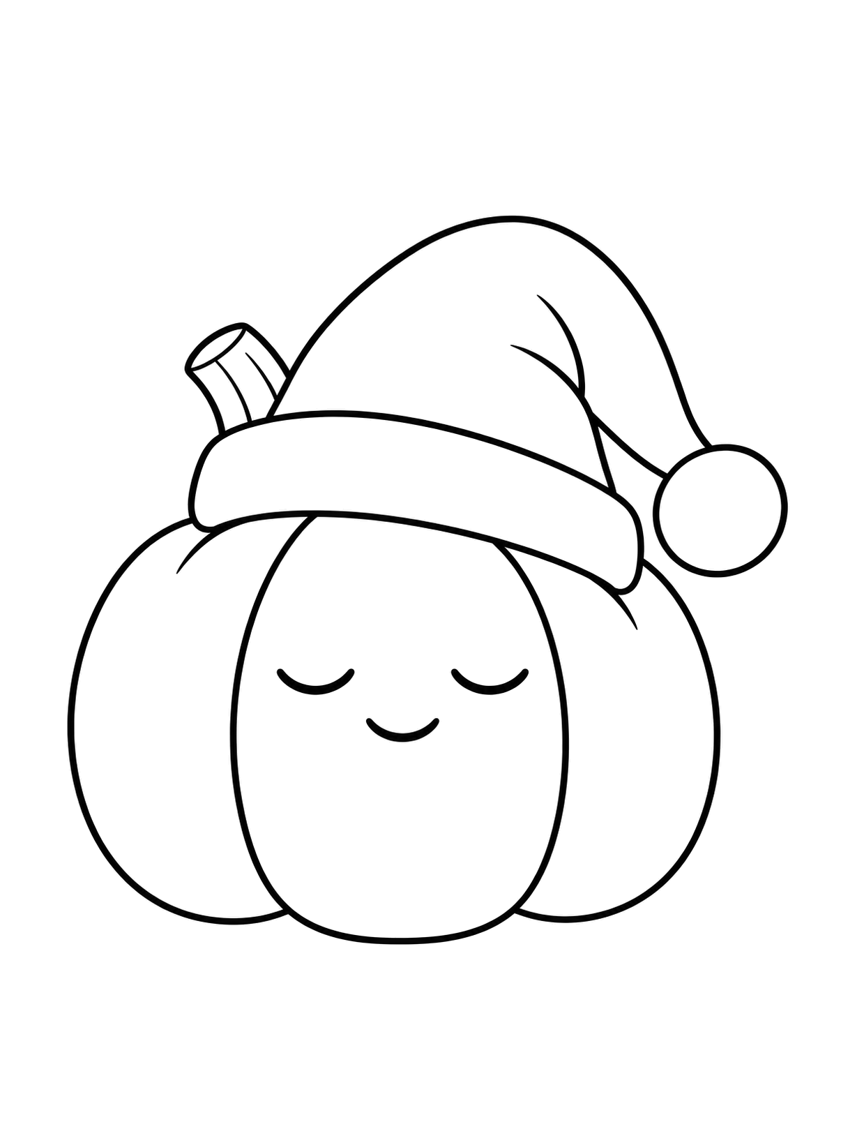 Calabaza dormilona fácil para colorear con gorro de dormir y ojos cerrados