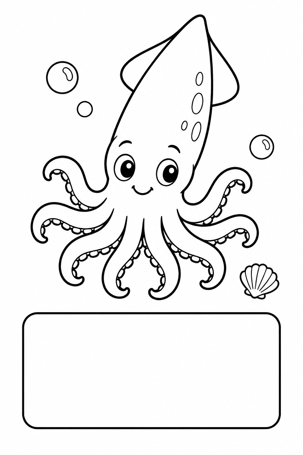 Coloriage fiche case vide avec calmar