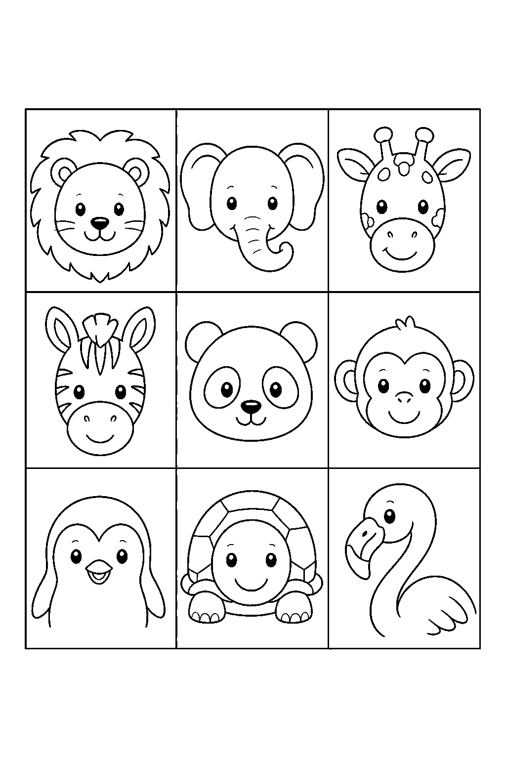 Bingo de animales del zoo para colorear