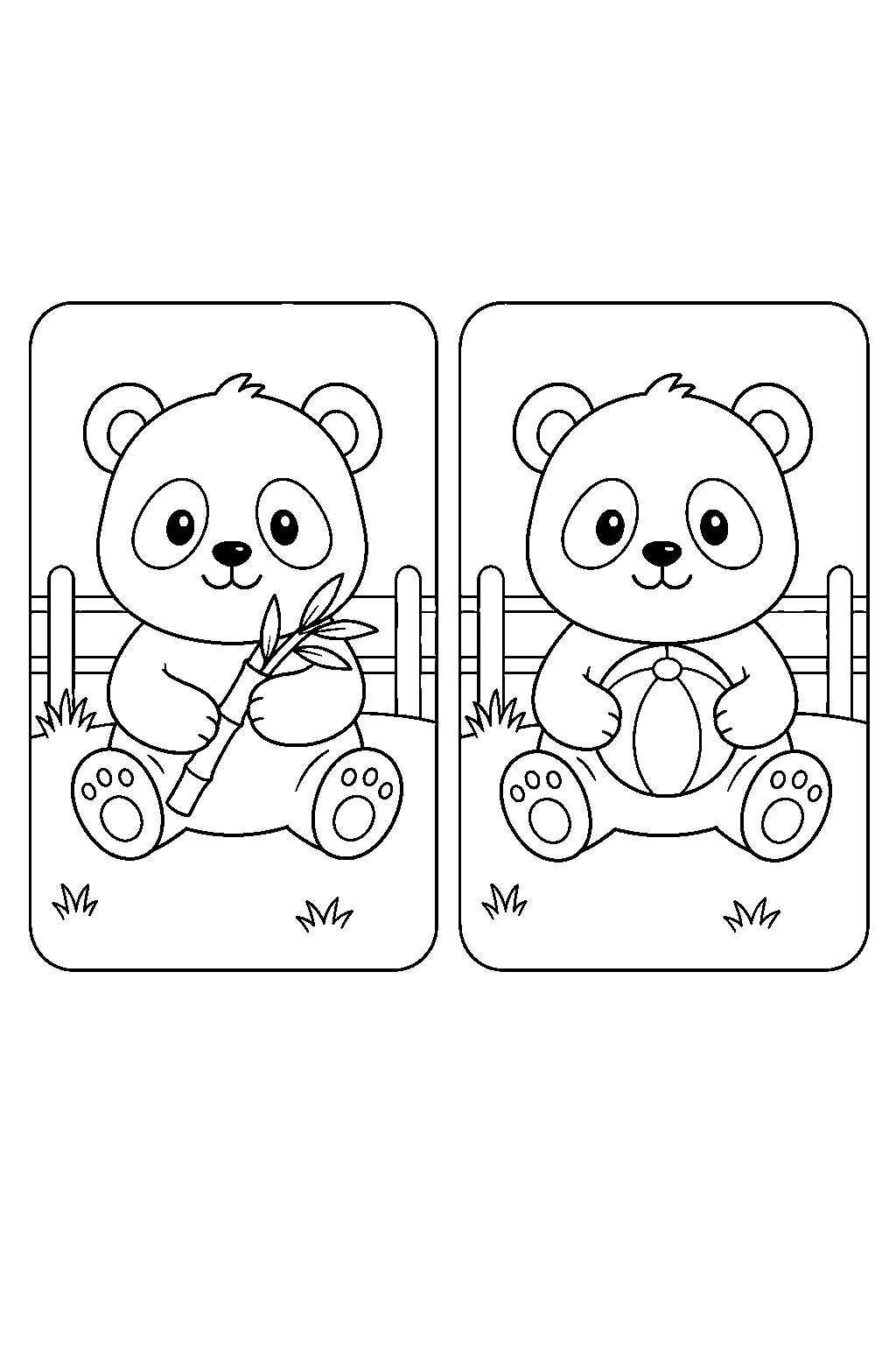 Zoo-Tiere Unterschiede finden Arbeitsblatt Ausmalbild