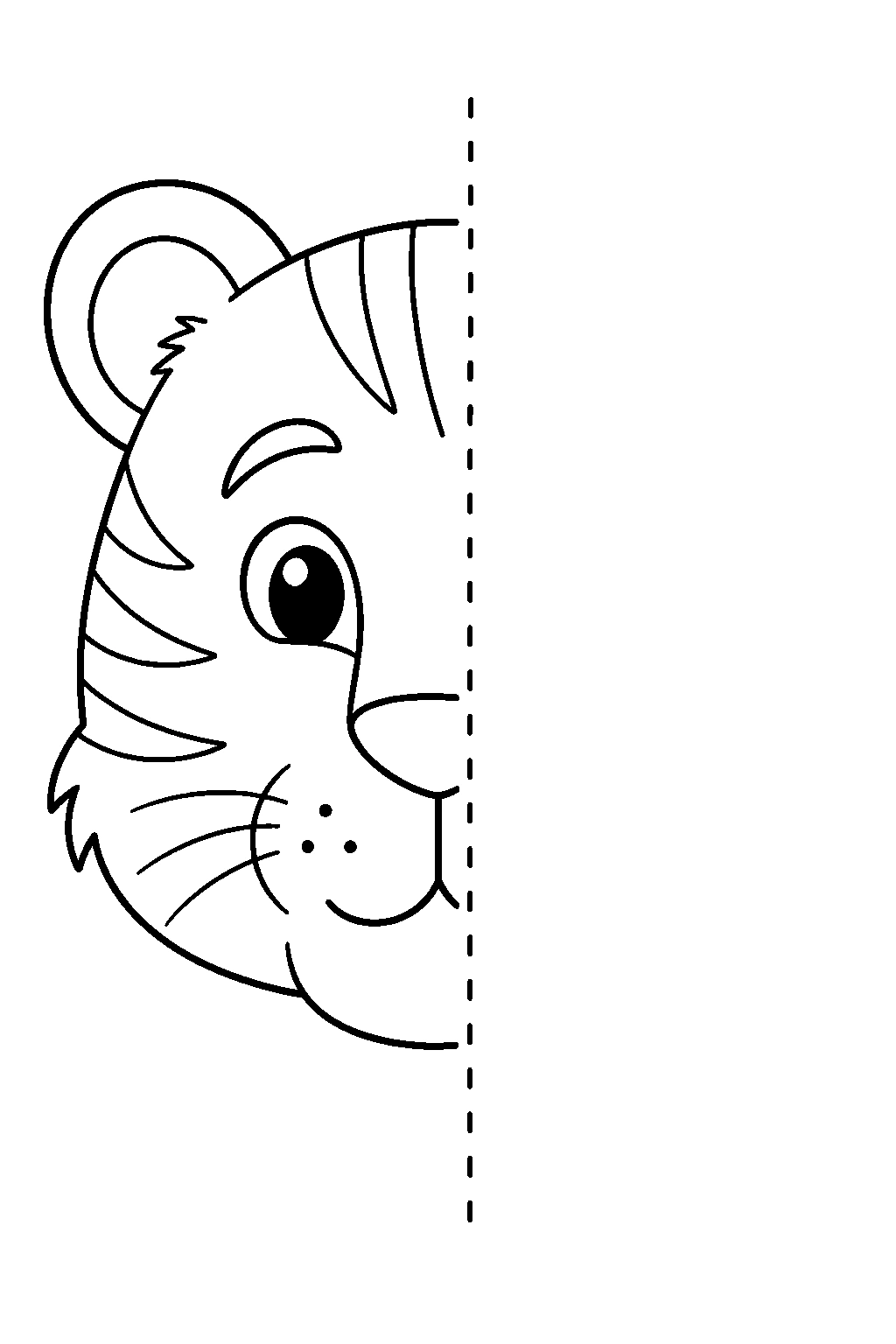 Ficha de simetría con animales del zoo para colorear