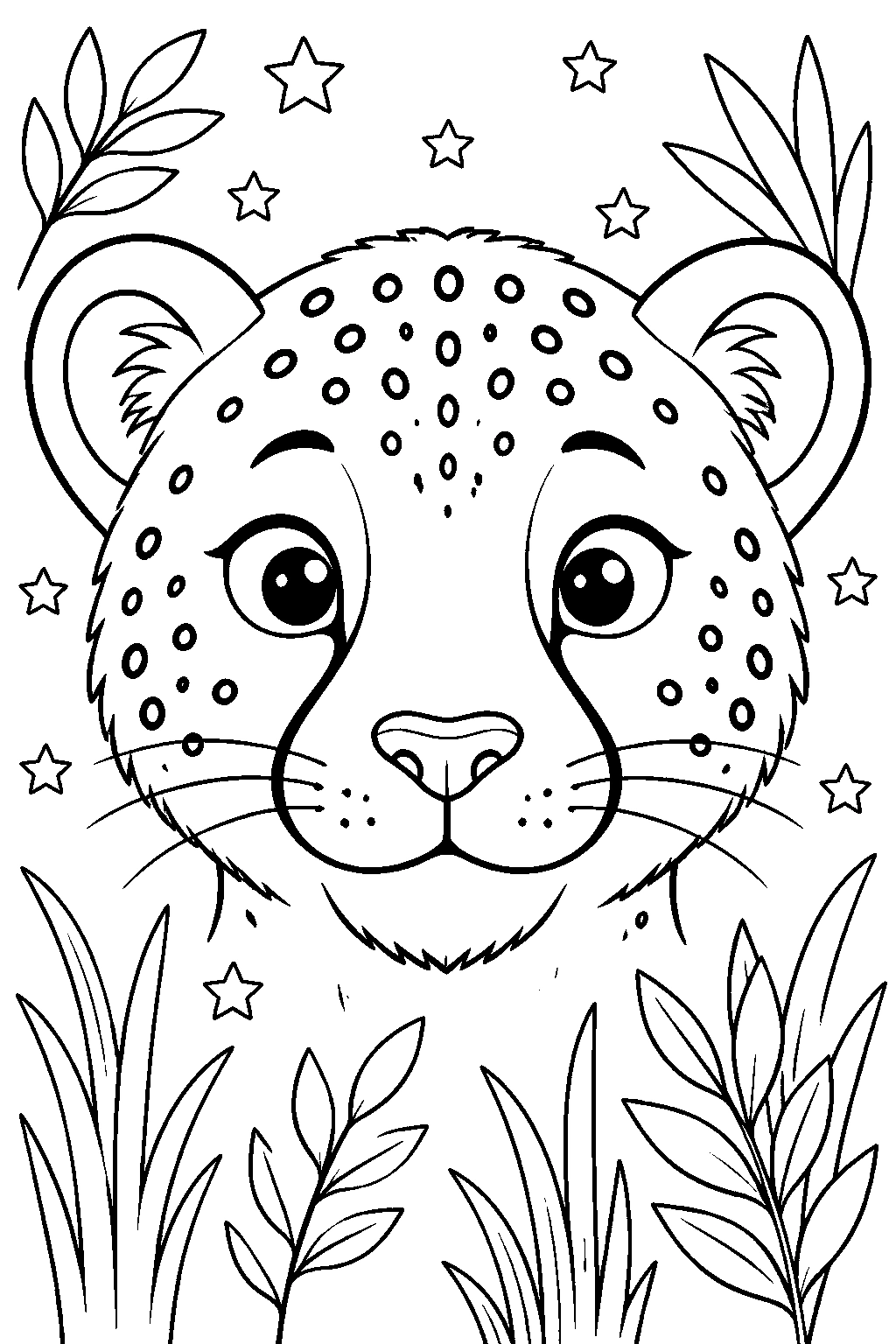 Coloriage visage de guépard du zoo