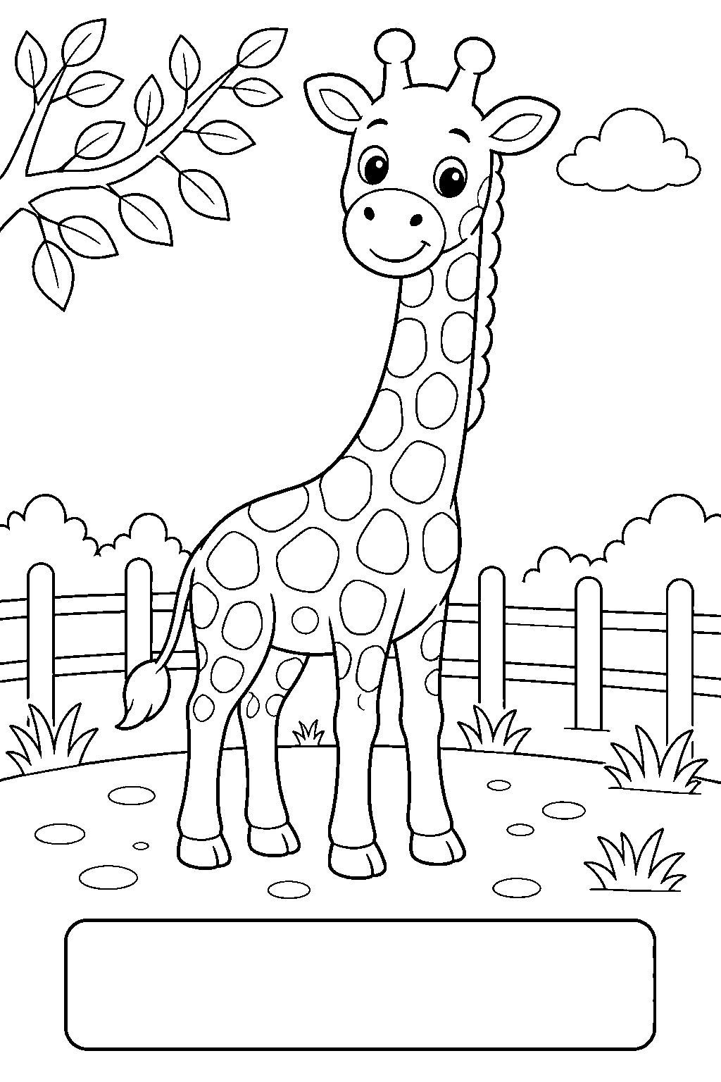 Zoo-Giraffe mit Namensfeld Ausmalbild