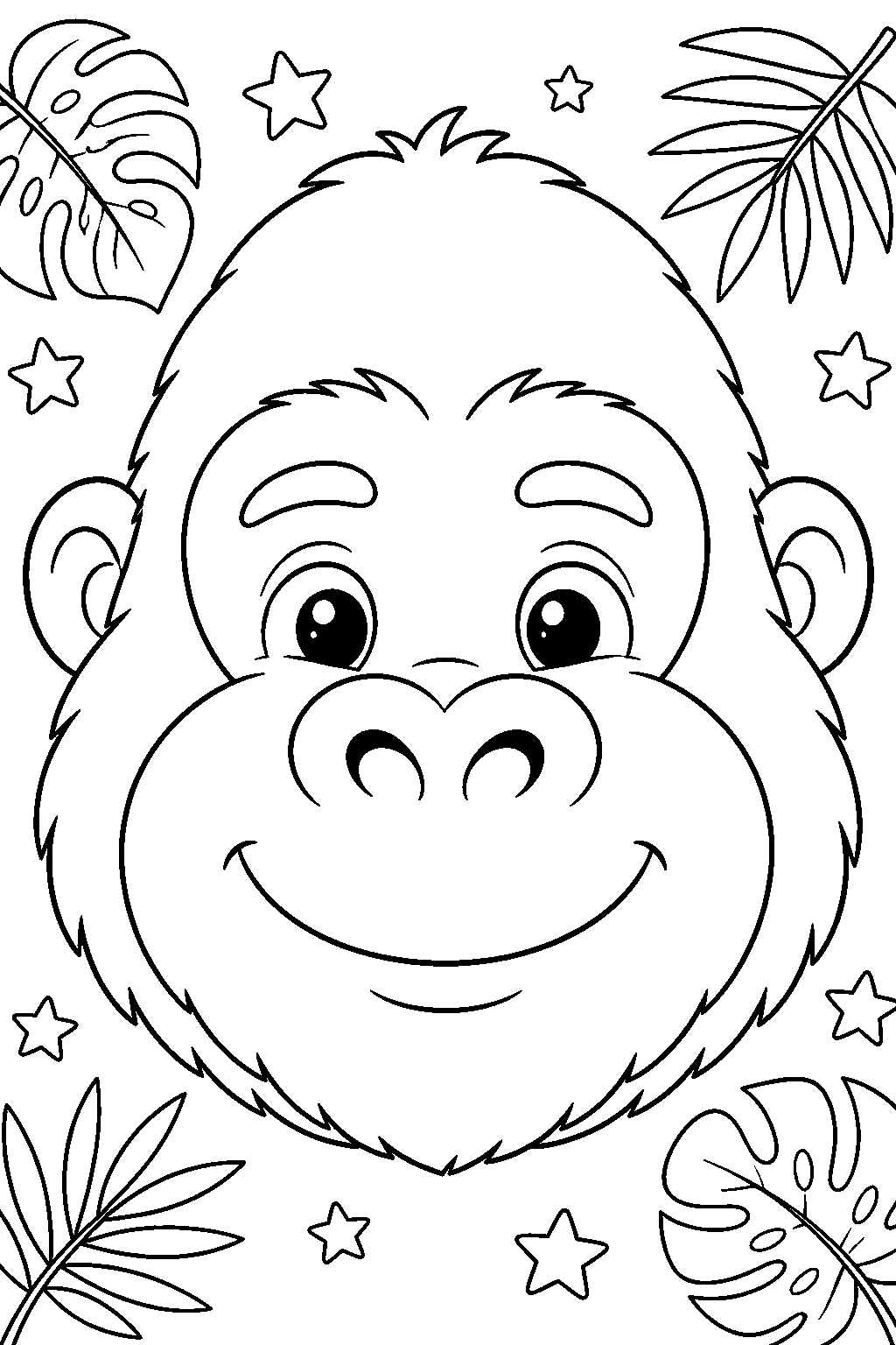 Coloriage visage de gorille du zoo