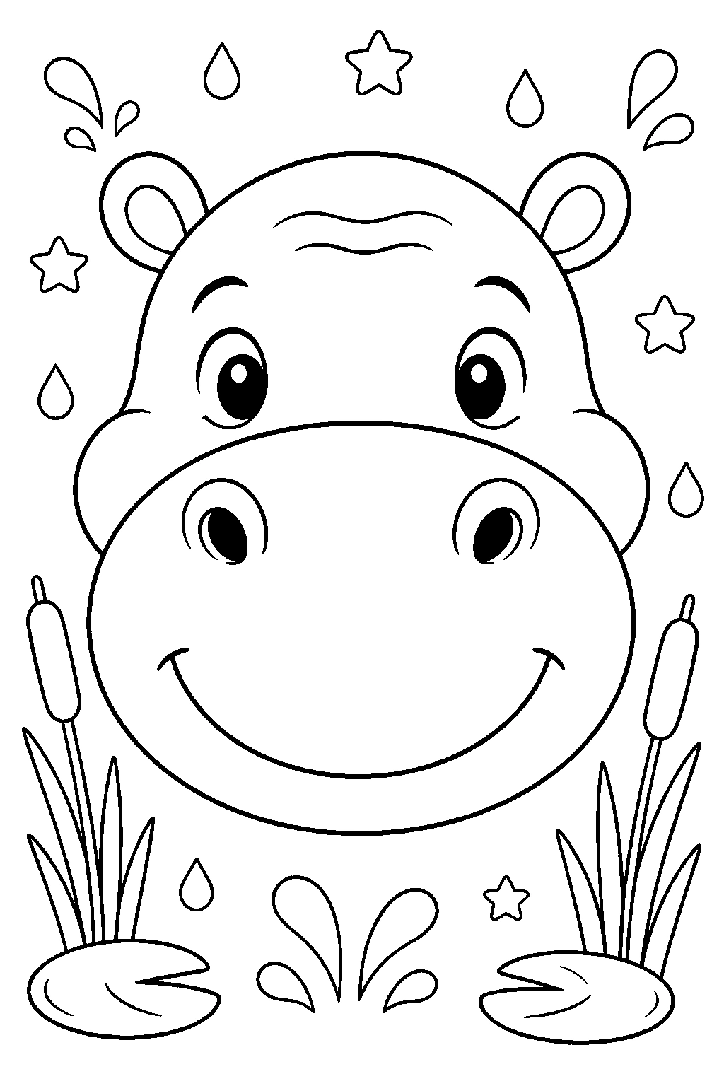 Cara de hipopótamo del zoológico para colorear